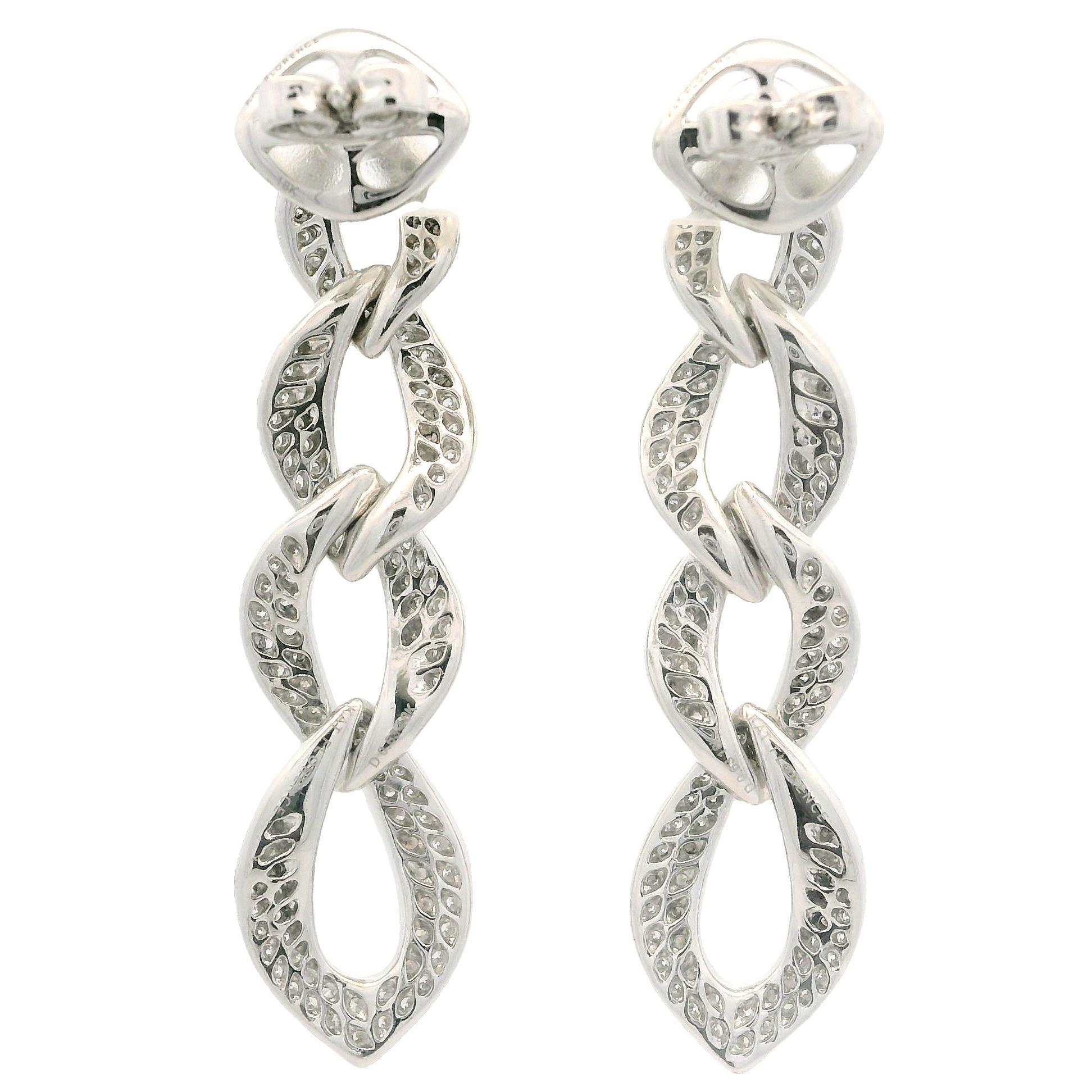 Kat Florence Pendants d'oreilles à maillons couverts de diamants D FL 1,26 ctw, en or 18 carats avec boîte Excellent état - En vente à Montclair, NJ