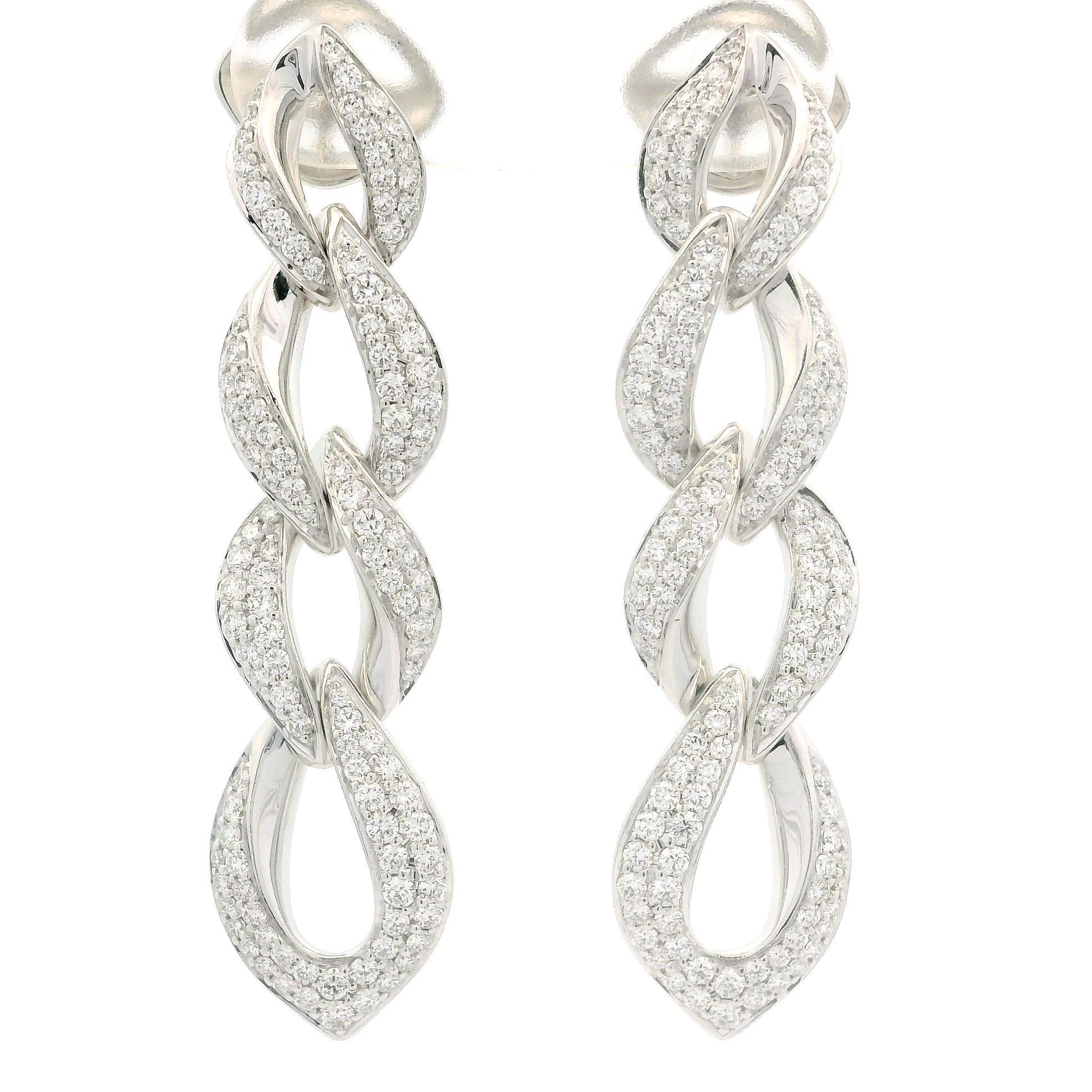 Kat Florence Pendants d'oreilles à maillons couverts de diamants D FL 1,26 ctw, en or 18 carats avec boîte en vente 4