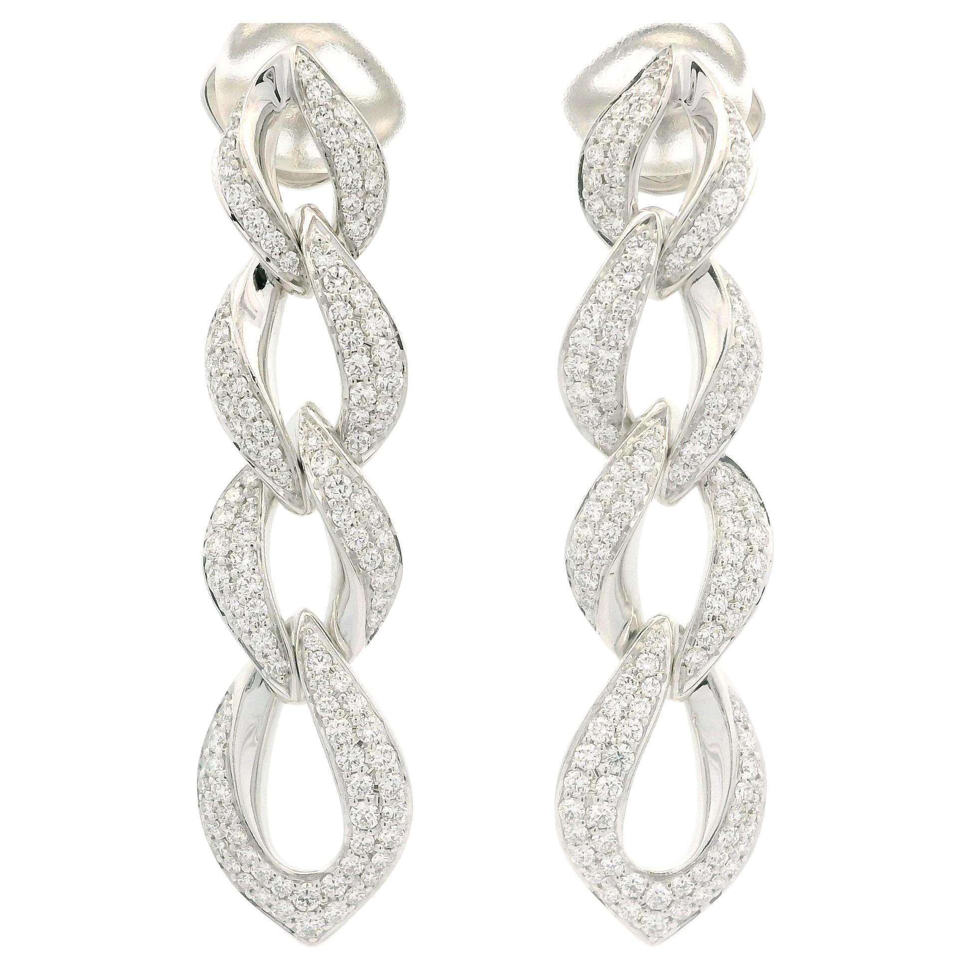Kat Florence 18k Gold D FL 1.26ctw Diamond Covered Link Dangle Earrings w/ Box