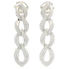 Kat Florence 18k Gold D FL 1.26ctw Diamond Covered Link Dangle Earrings w/ Box
