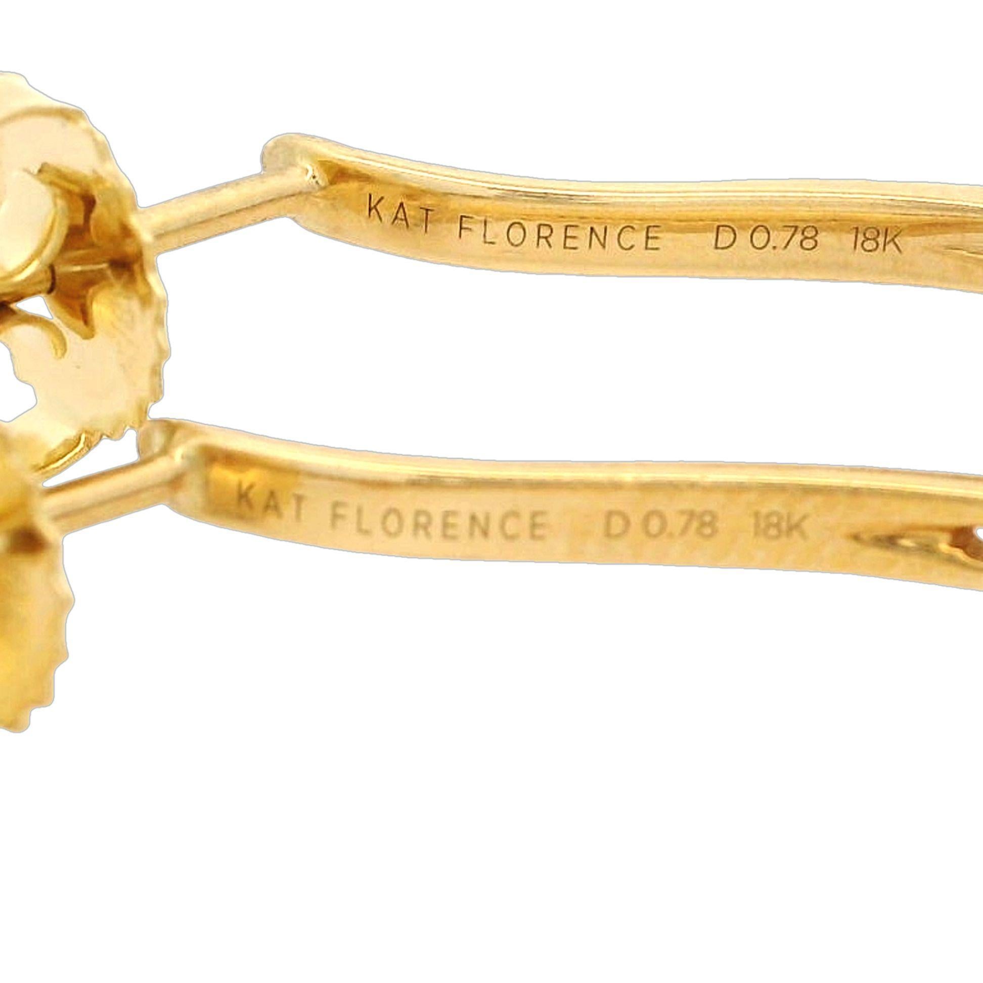 Kat Florence 18k Gold D FL 1.56ctw Diamond Large Hoop Earrings w/ Box For Sale 2