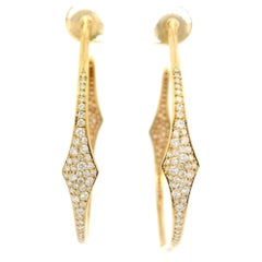 Kat Florence 18k Gold D FL 1.56ctw Diamond Large Hoop Earrings w/ Box