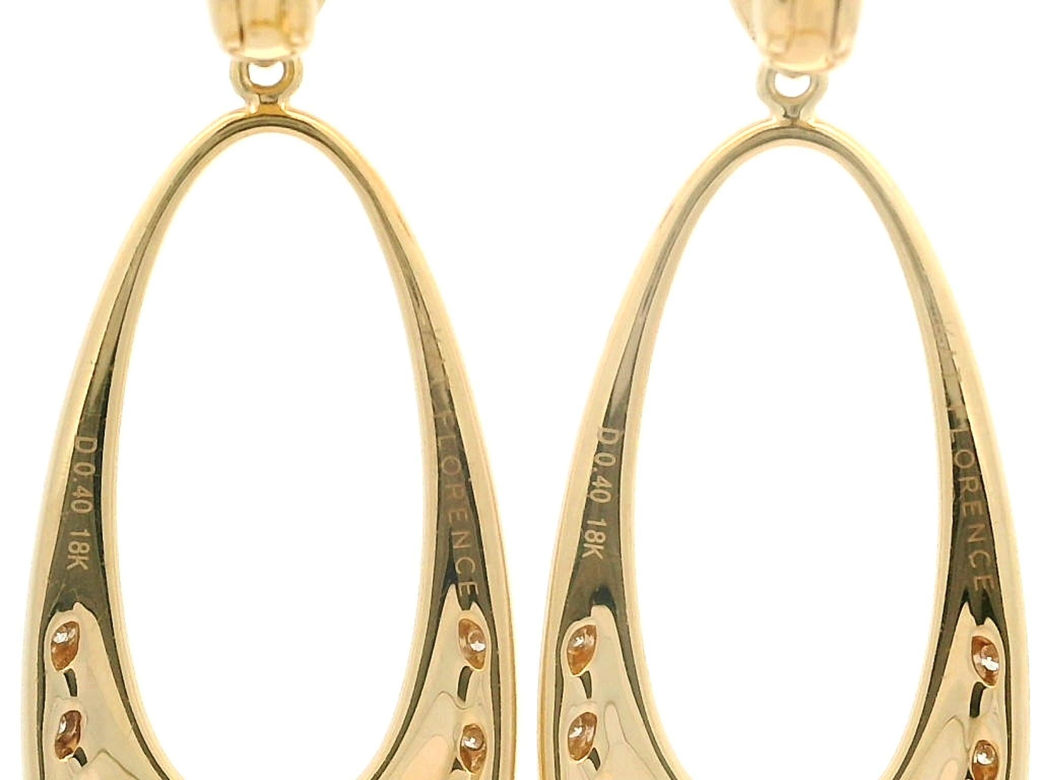 Kat Florence Boucles d'oreilles en or 18 carats D Flawless 0,80 ctw diamant en forme de goutte d'eau avec boîte en vente 5