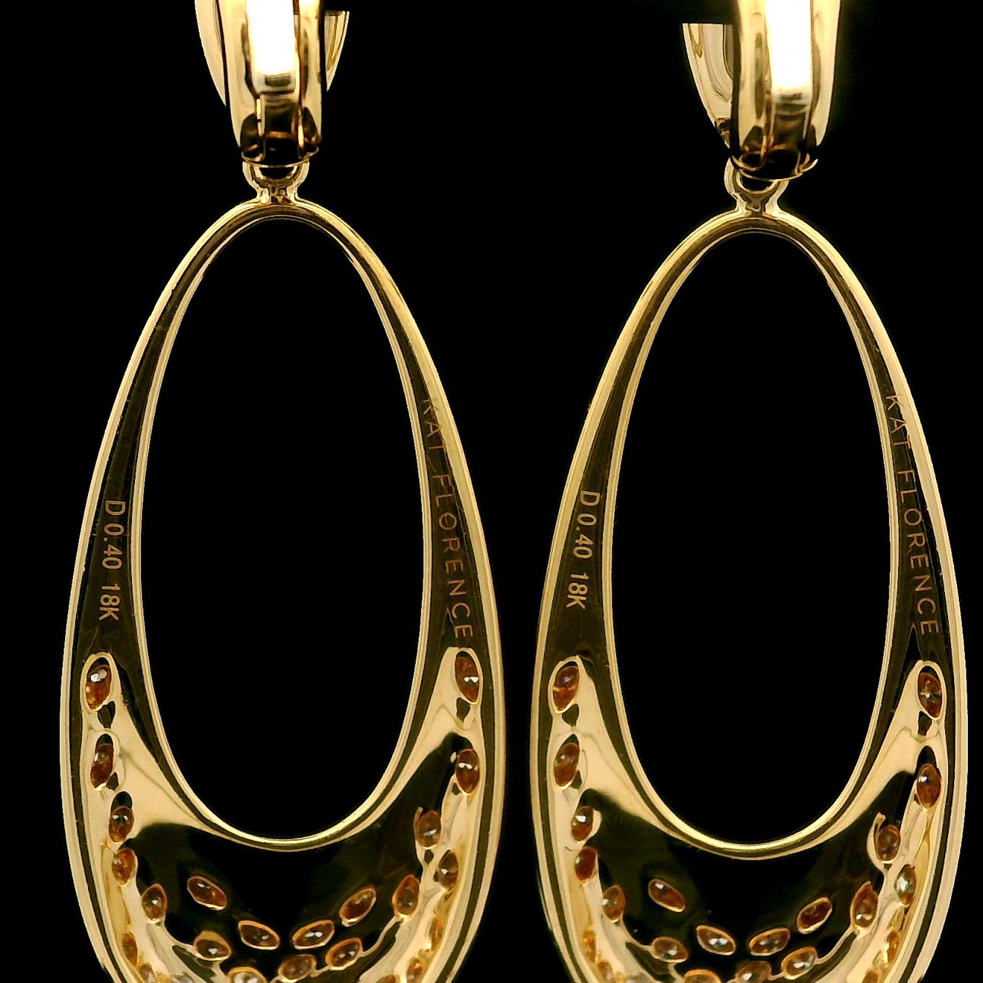 Kat Florence Boucles d'oreilles en or 18 carats D Flawless 0,80 ctw diamant en forme de goutte d'eau avec boîte Excellent état - En vente à Montclair, NJ