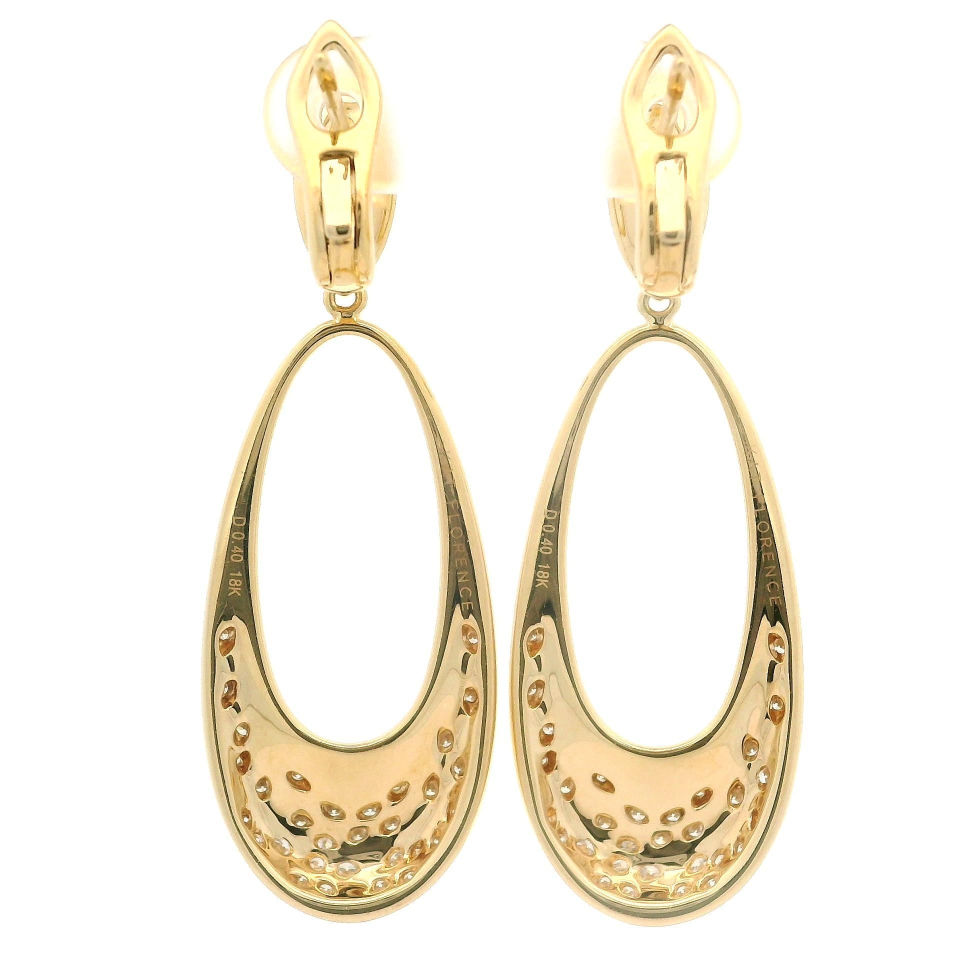 Kat Florence Boucles d'oreilles en or 18 carats D Flawless 0,80 ctw diamant en forme de goutte d'eau avec boîte en vente 4