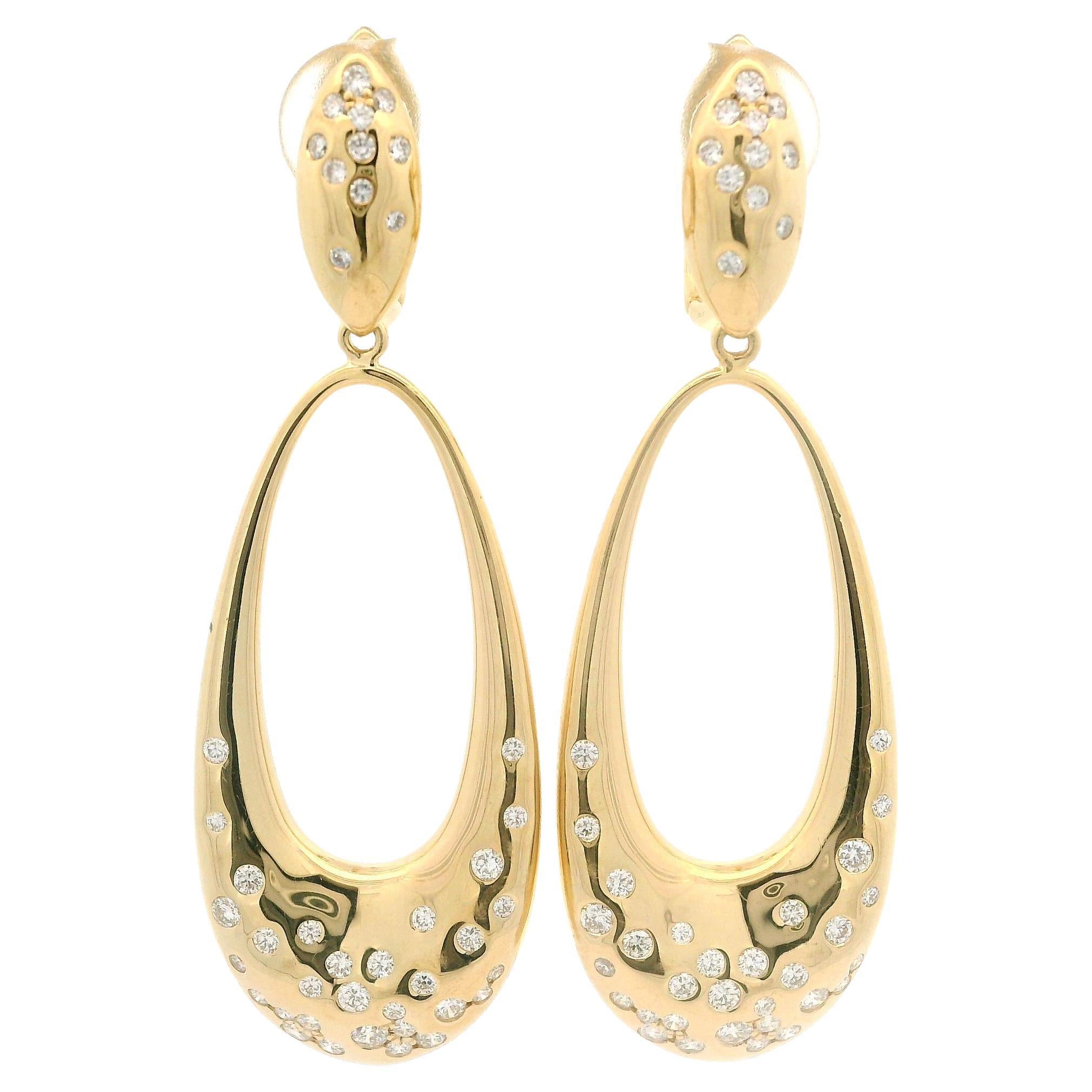 Kat Florence 18k Gold D Flawless 0.80ctw Diamond Teardrop Open Earrings w/ Box
