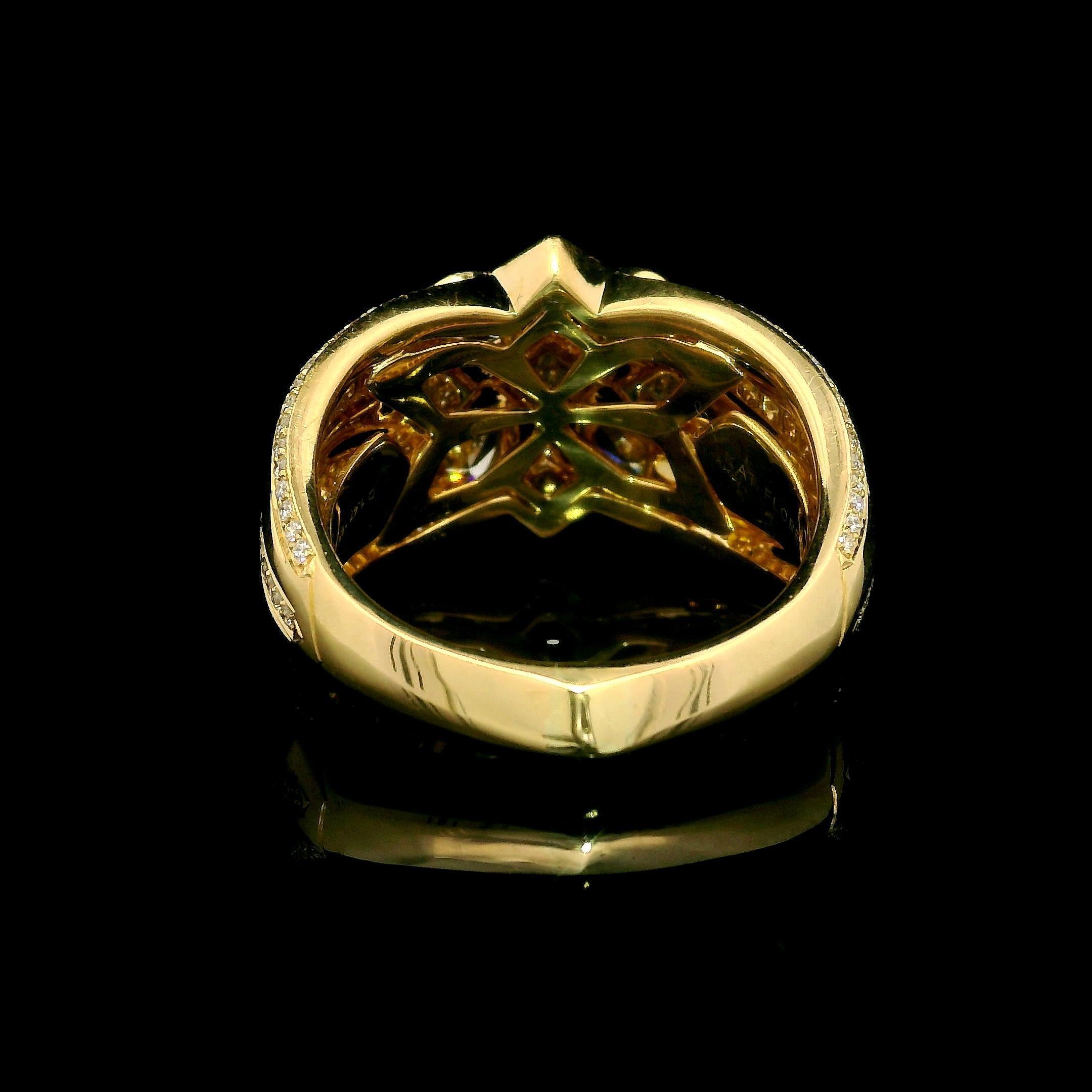 --Stone(s):--
135 Natural Genuine Diamonds - Round Brilliant, Princess & Pear Cut - Bezel & Pave Set - D Color - Flawless Clarity - 1.47ctw exact. as per paper
Total Carat Weight: 1.47 exact

Material: 18k Yellow Gold
Total Weight: 12.29 Grams
Ring