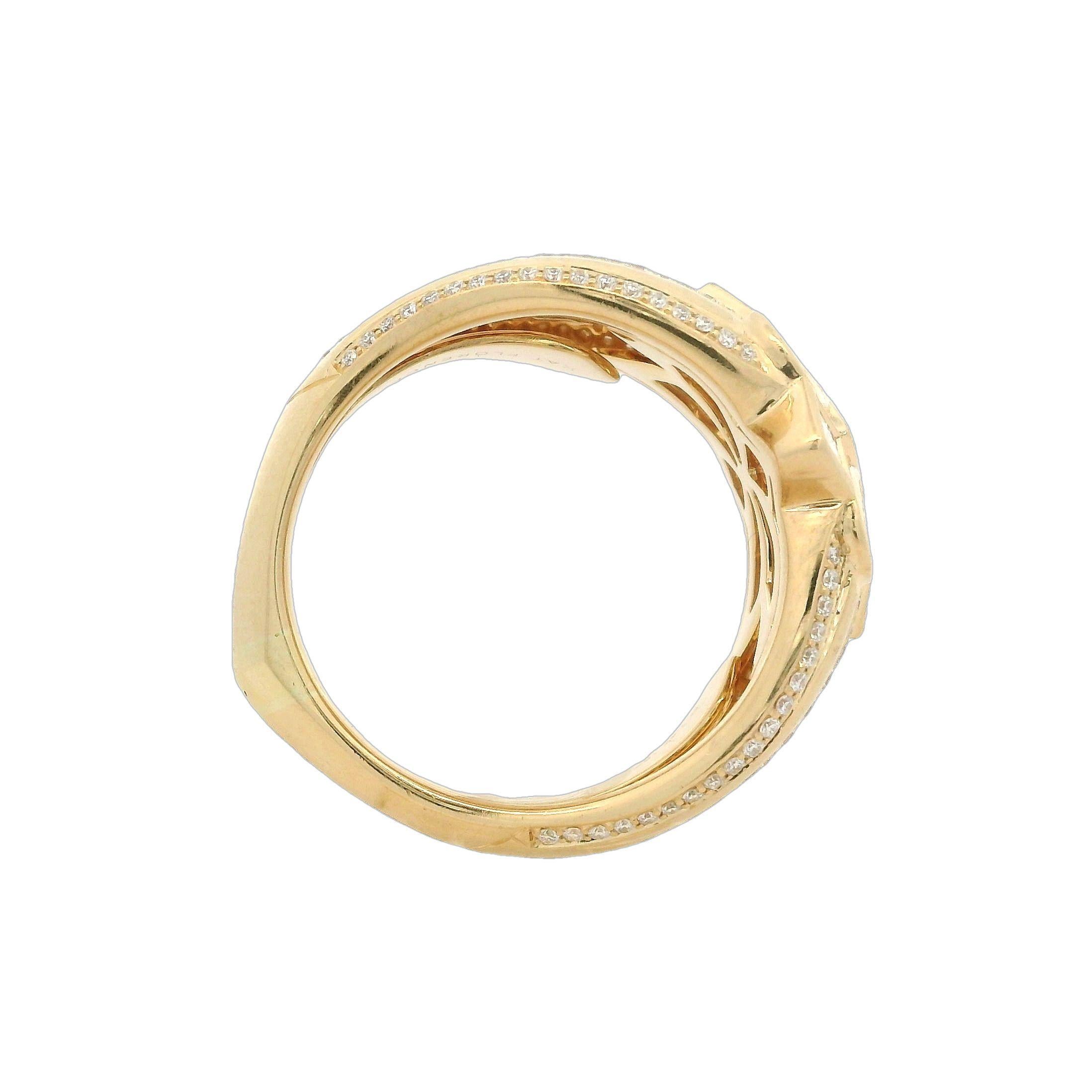 Kat Florence 18k Gold D Flawless 1.47ctw Diamond Bezel Floral Wide Band Ring 1