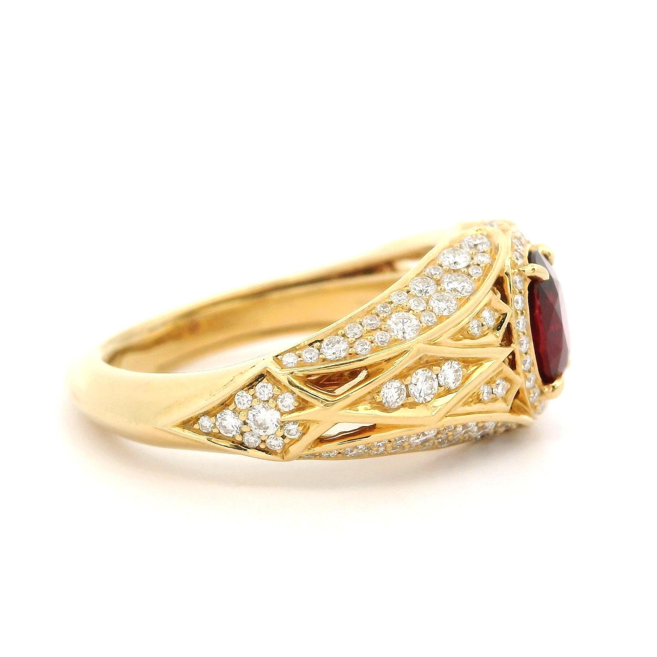 Kat Florence 18k Gold Lotus 2.27ctw No Heat Ruby D Flawless Diamond Ring w/ Box 5