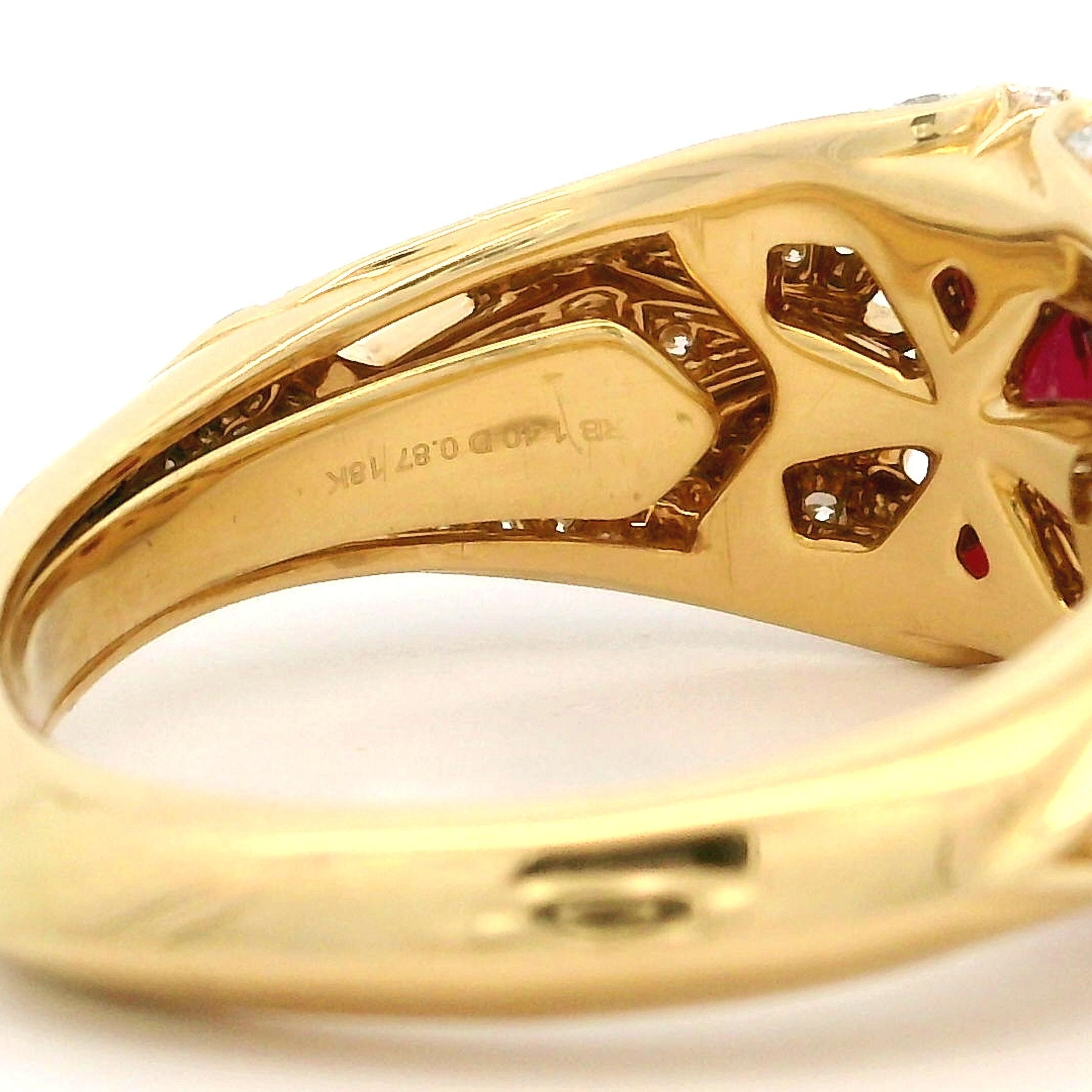 Kat Florence 18k Gold Lotus 2.27ctw No Heat Ruby D Flawless Diamond Ring w/ Box In Excellent Condition In Montclair, NJ