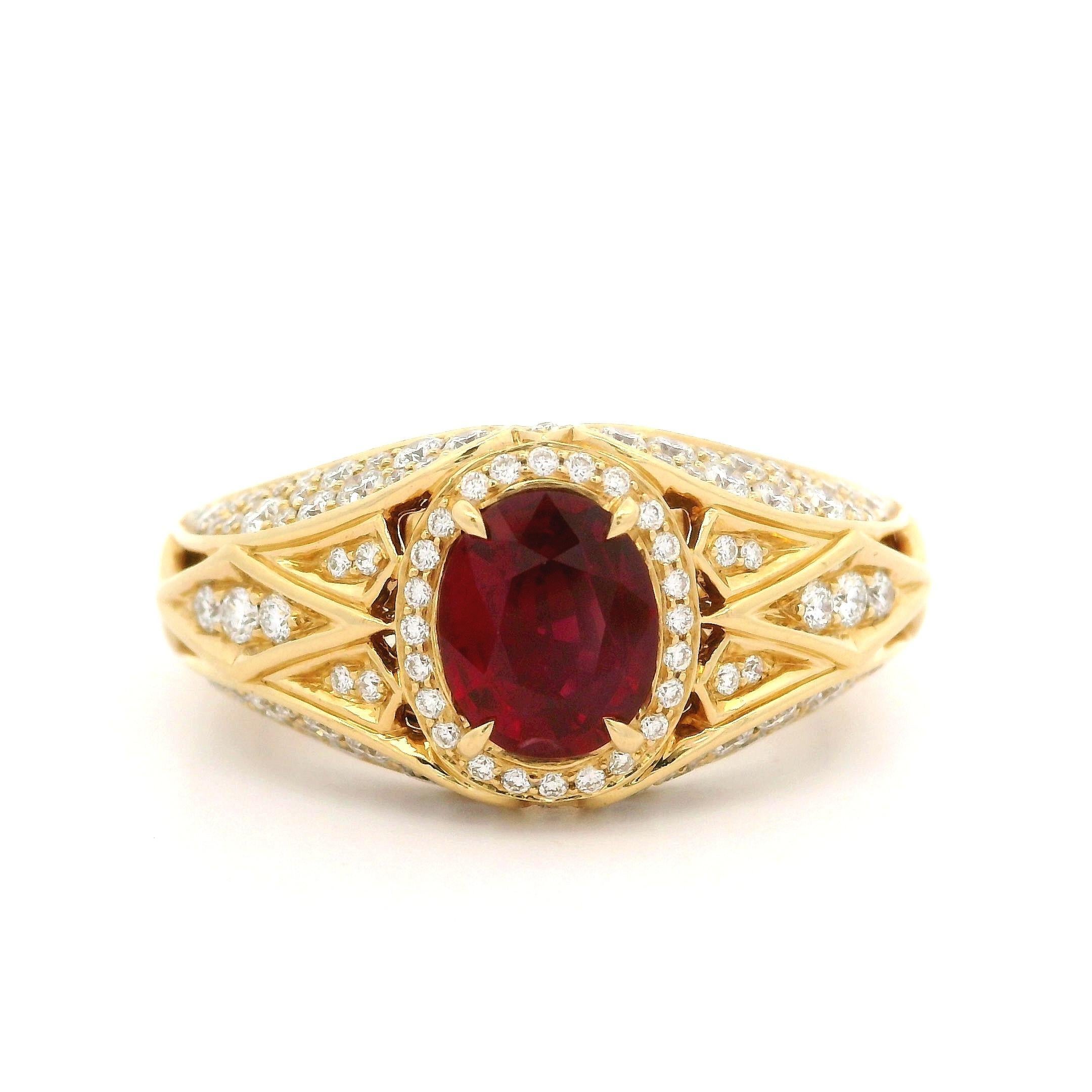 Kat Florence 18k Gold Lotus 2.27ctw No Heat Ruby D Flawless Diamond Ring w/ Box 1