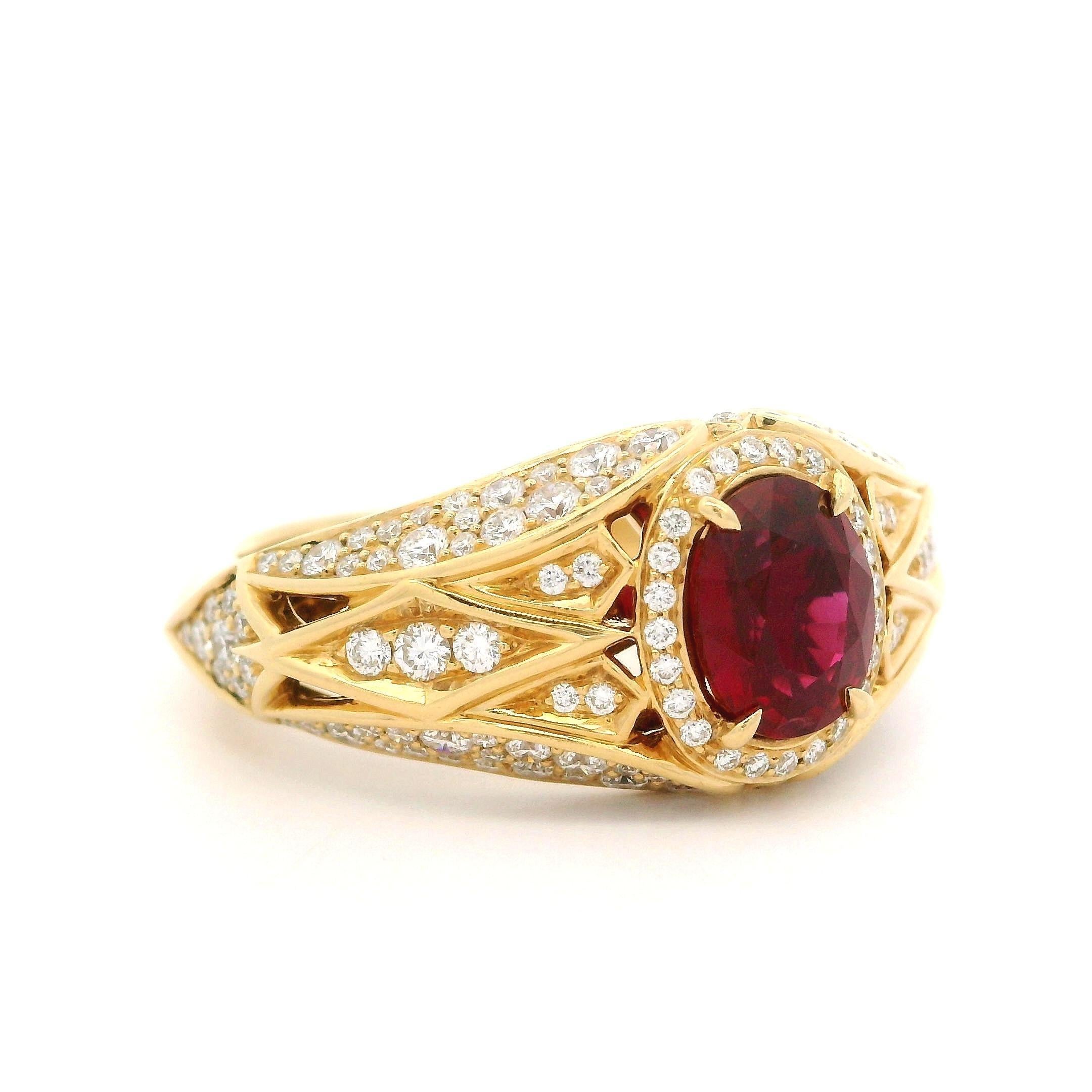 Kat Florence 18k Gold Lotus 2.27ctw No Heat Ruby D Flawless Diamond Ring w/ Box 2