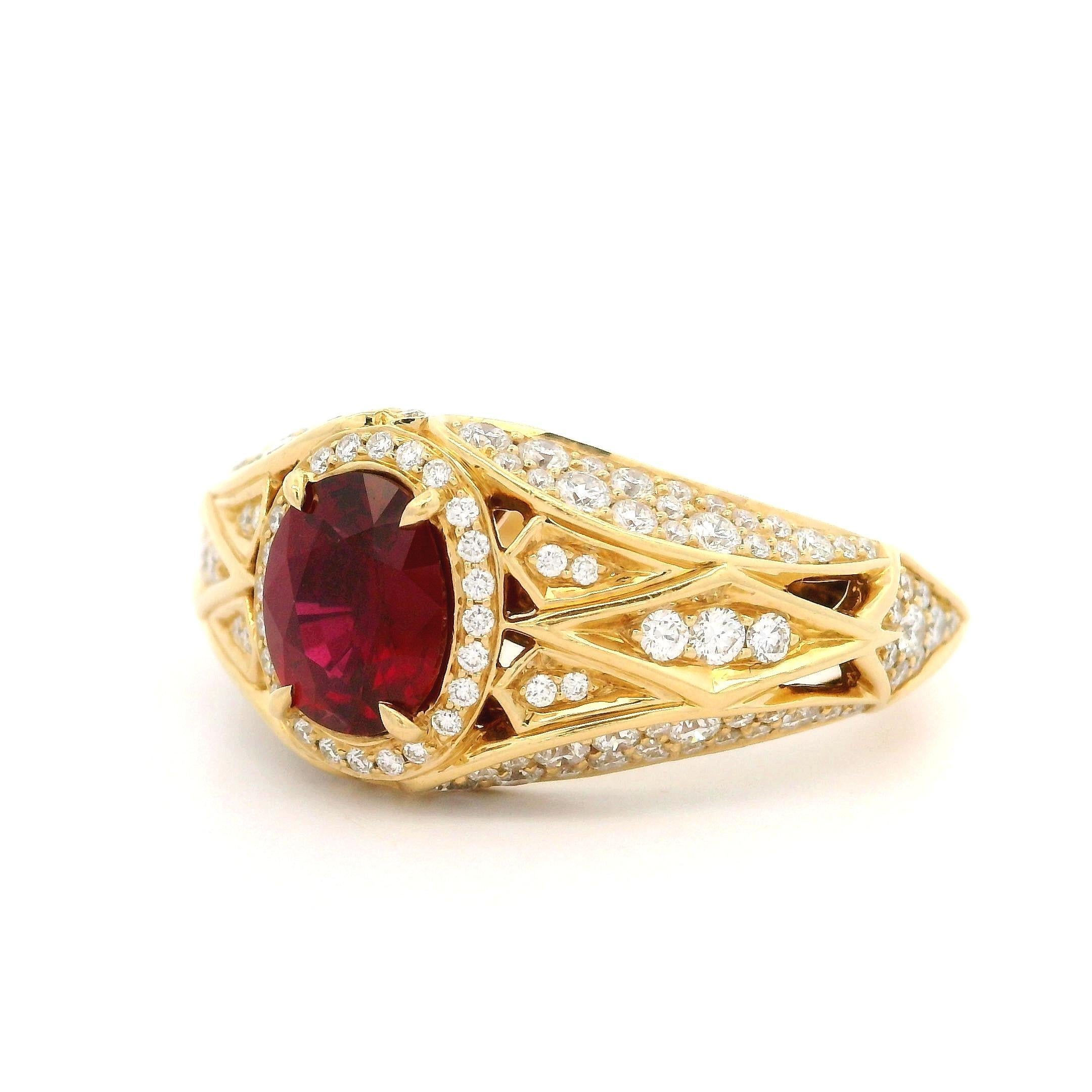 Kat Florence 18k Gold Lotus 2.27ctw No Heat Ruby D Flawless Diamond Ring w/ Box 3