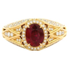Kat Florence 18k Gold Lotus 2.27ctw No Heat Ruby D Flawless Diamond Ring w/ Box