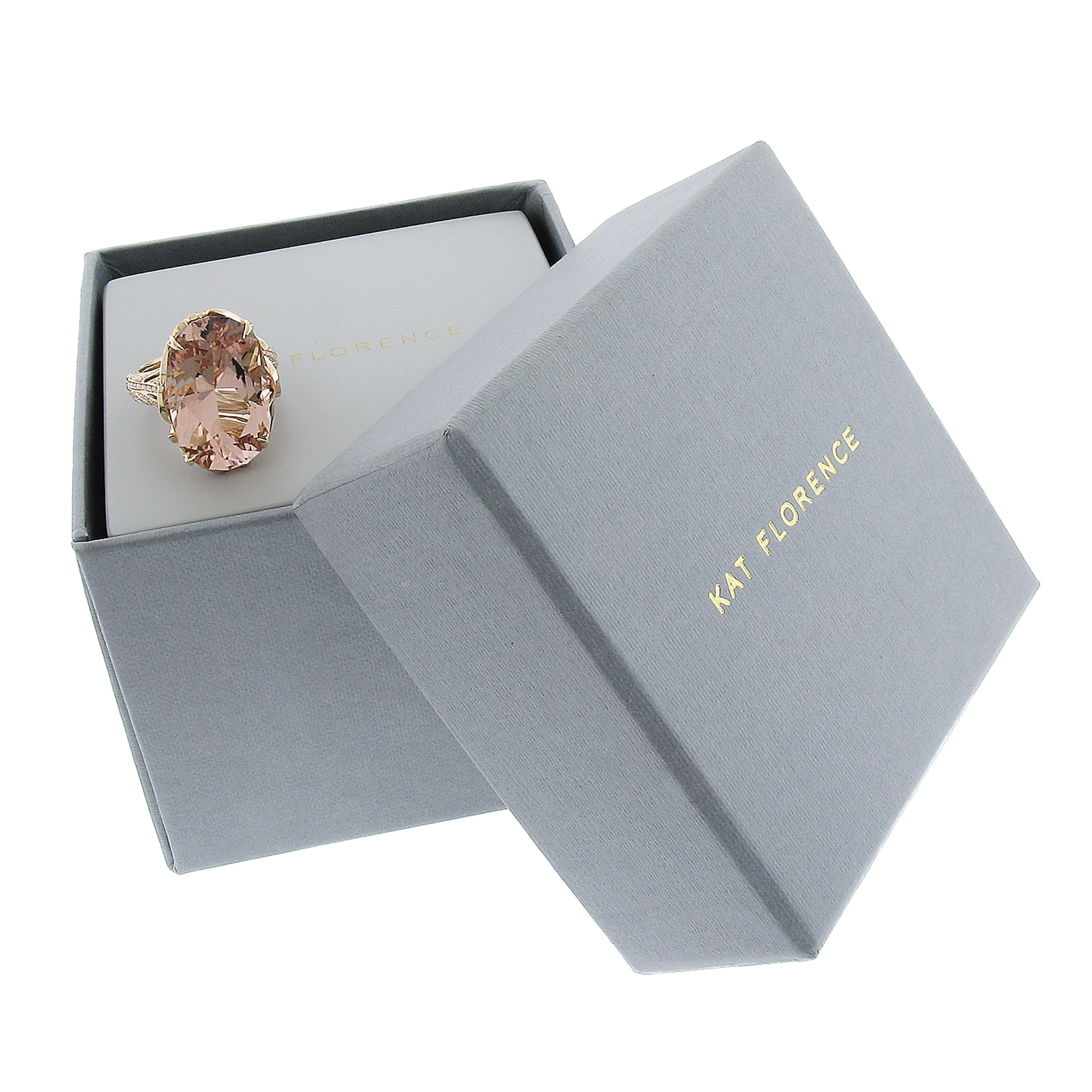 --Töne:--
1 natürlicher echter Morganit - Oval Kat Cut - Prong Set - Orangey Pink - 19.58ct genau - zertifiziert Siehe Zertifizierung Details unten für vollständige Informationen 
286 natürliche echte Diamanten - runder Brillantschliff - Pave Set -