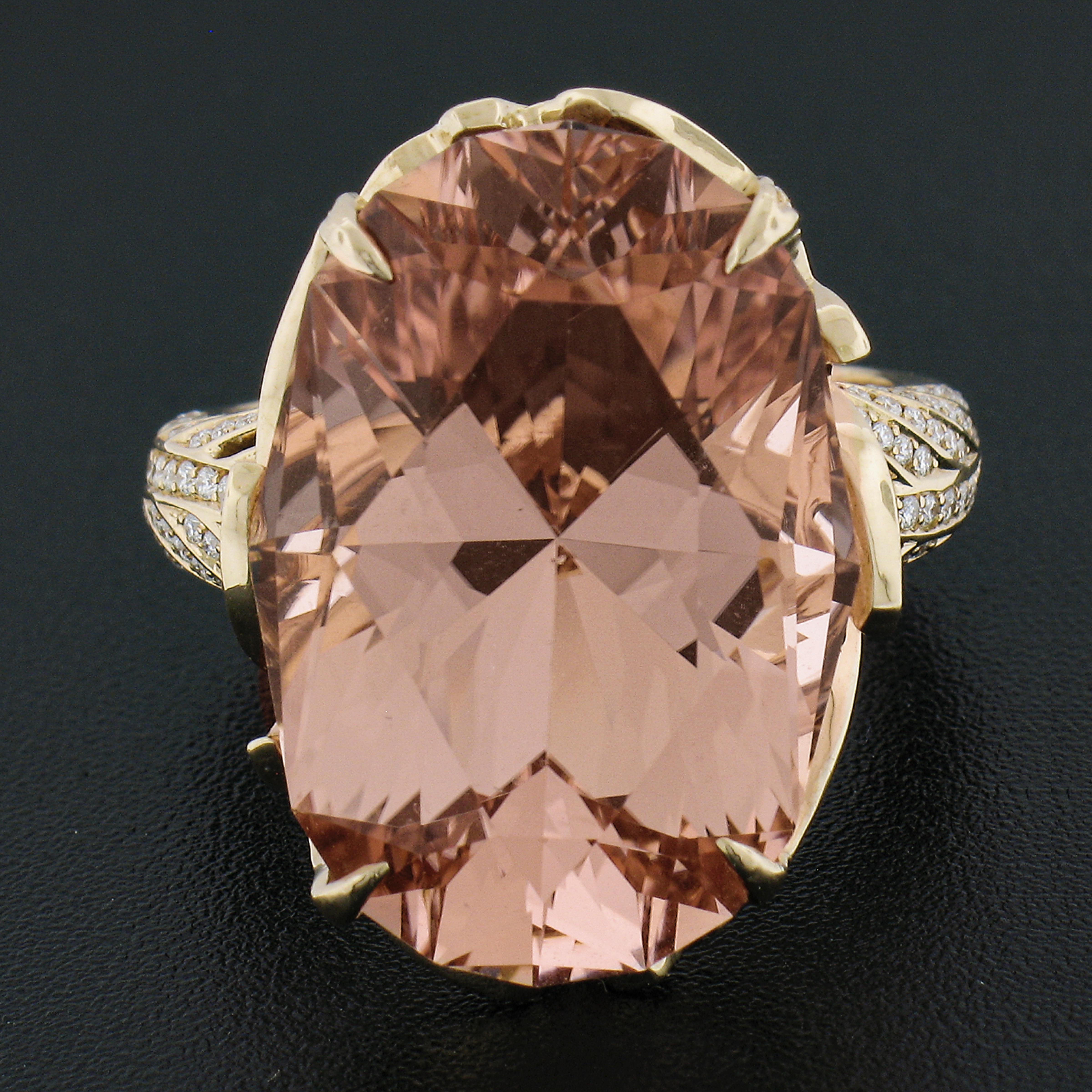 Rose Cut Kat Florence 18k Rose Gold Quality Morganite & Flawless Diamond Statement Ring For Sale