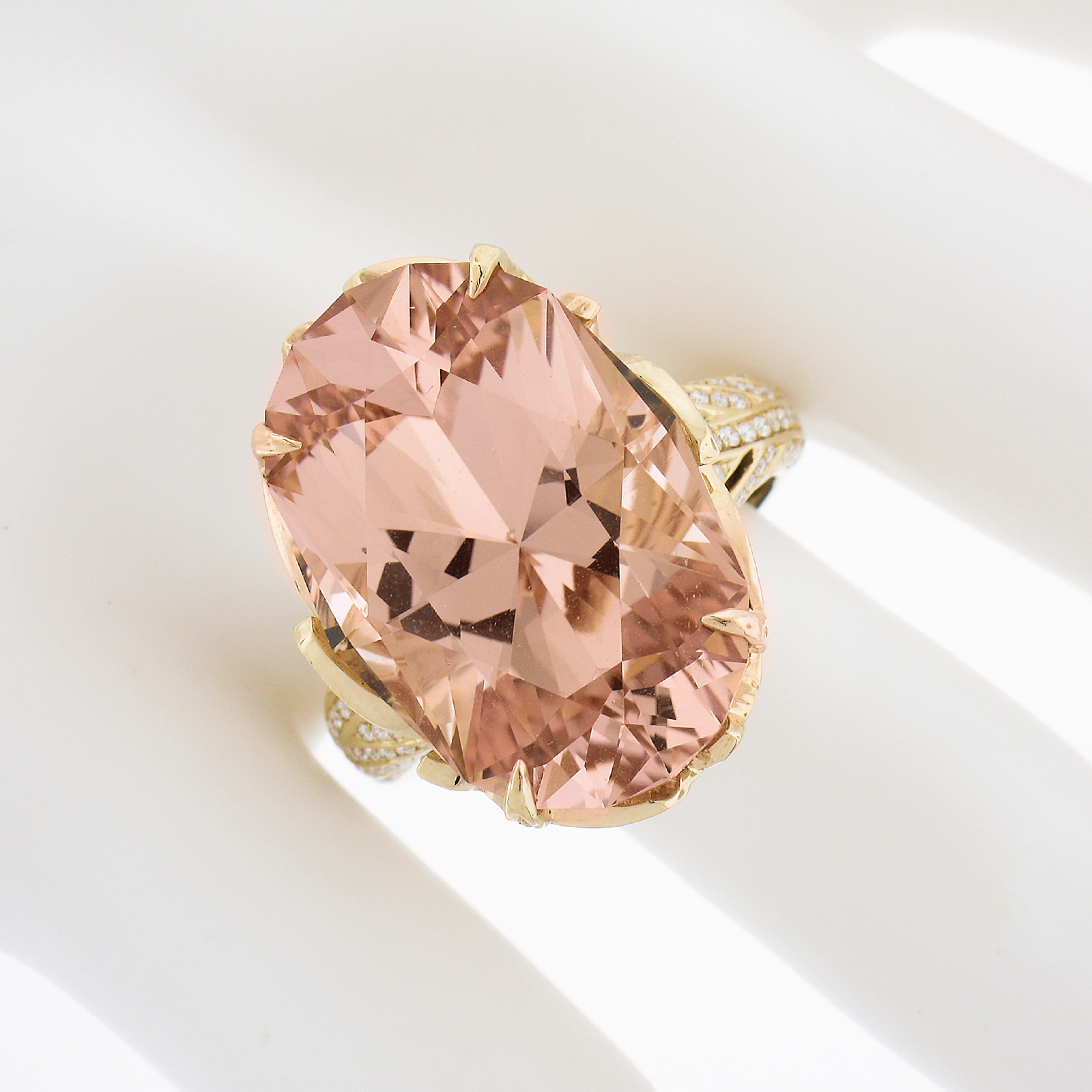 Statement-Ring, Kat Florence, 18 Karat Roségold Qualität Morganit & makelloser Diamant (Rosenschliff)