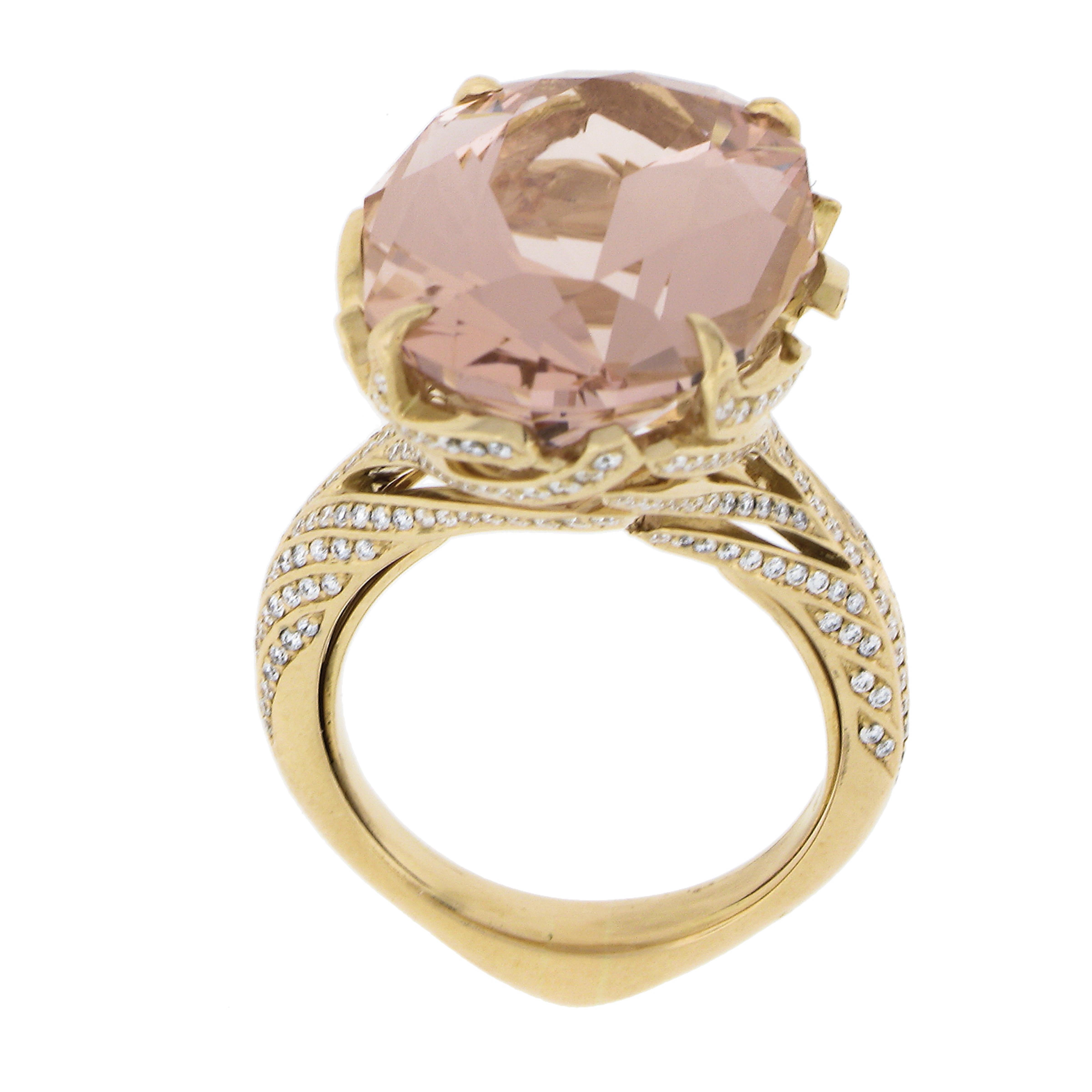 Kat Florence 18k Rose Gold Quality Morganite & Flawless Diamond Statement Ring For Sale 2