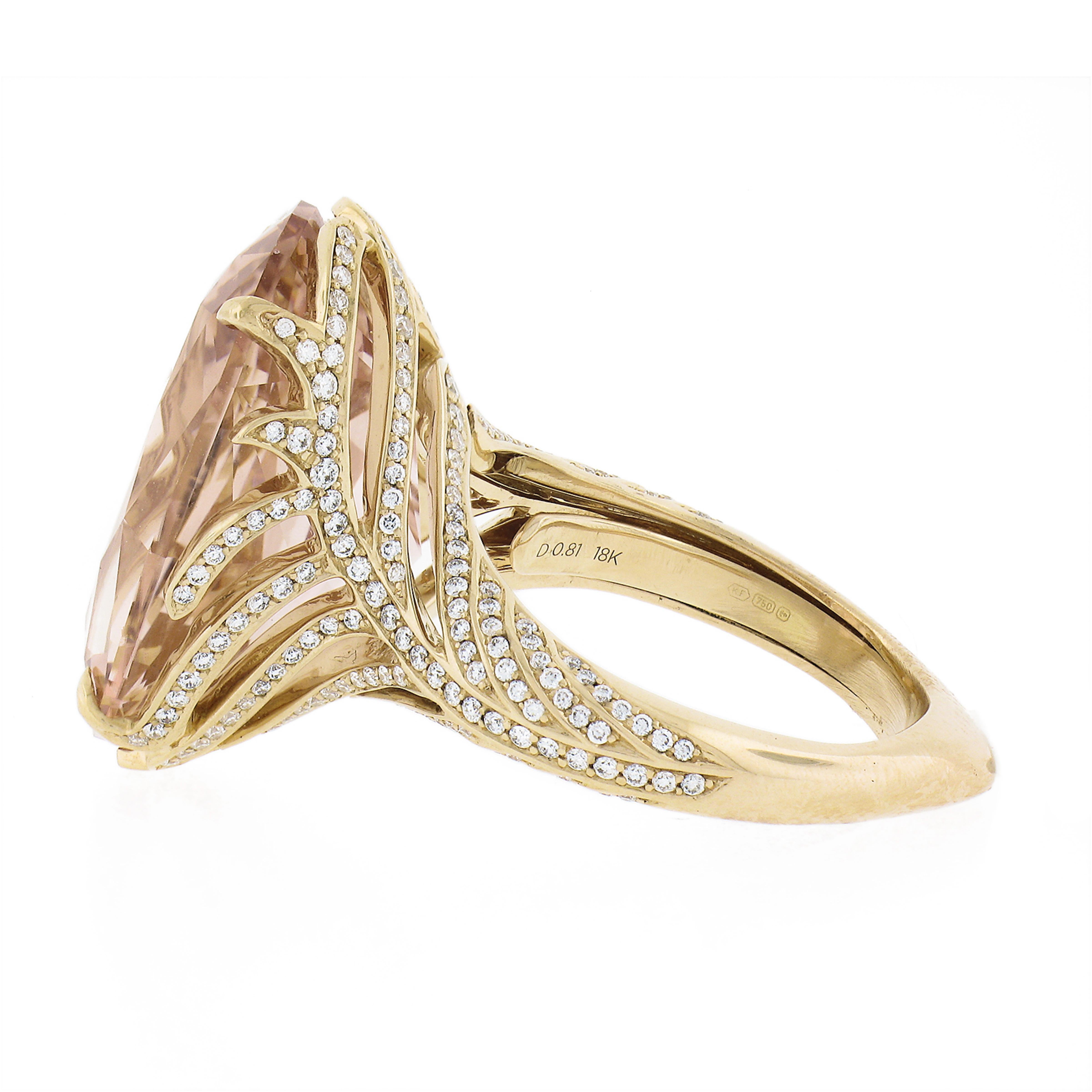 Kat Florence 18k Rose Gold Quality Morganite & Flawless Diamond Statement Ring For Sale 3