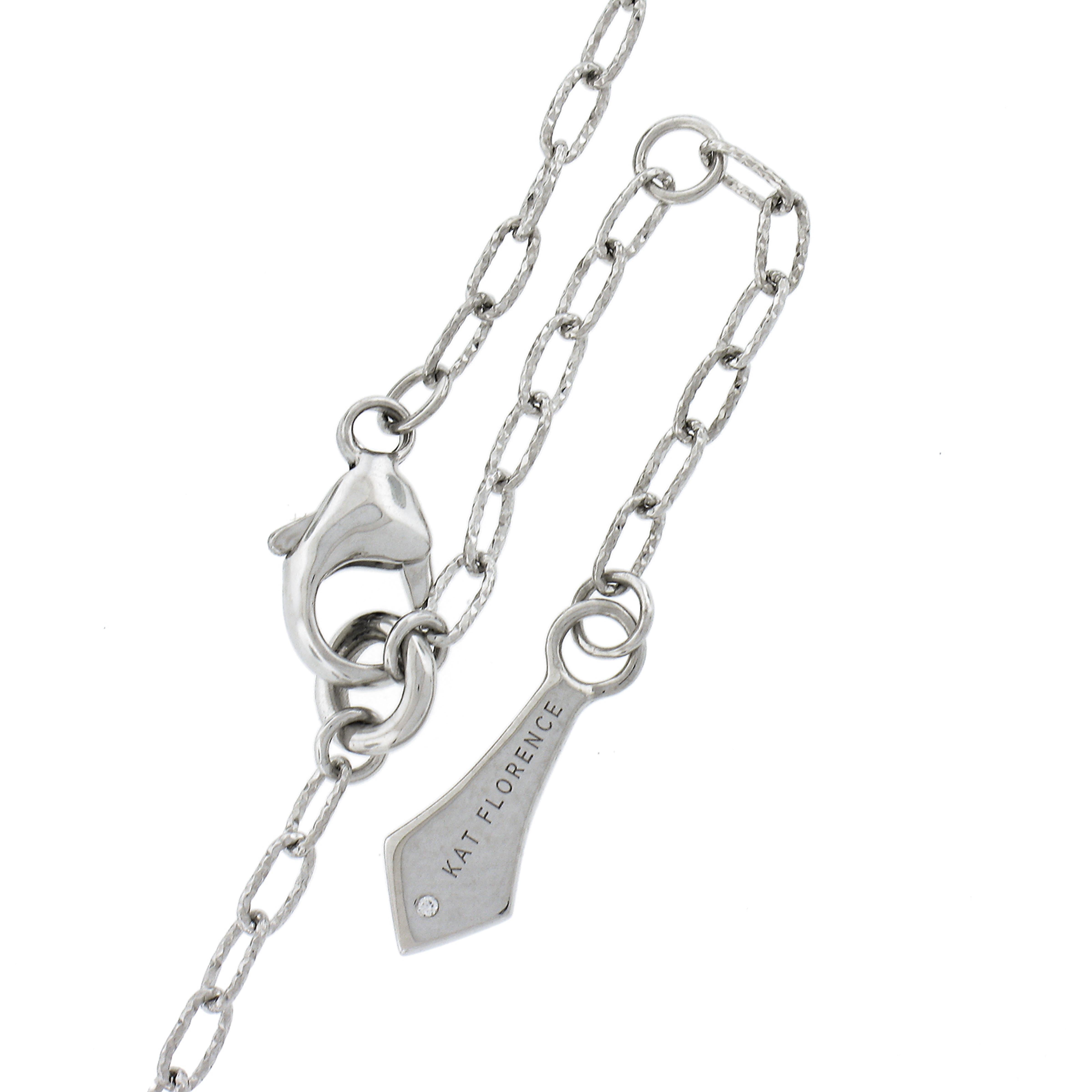 Kat Florence 18k White Gold 0.83ctw Diamond Heart Pendant on Adjustable Necklace For Sale 4