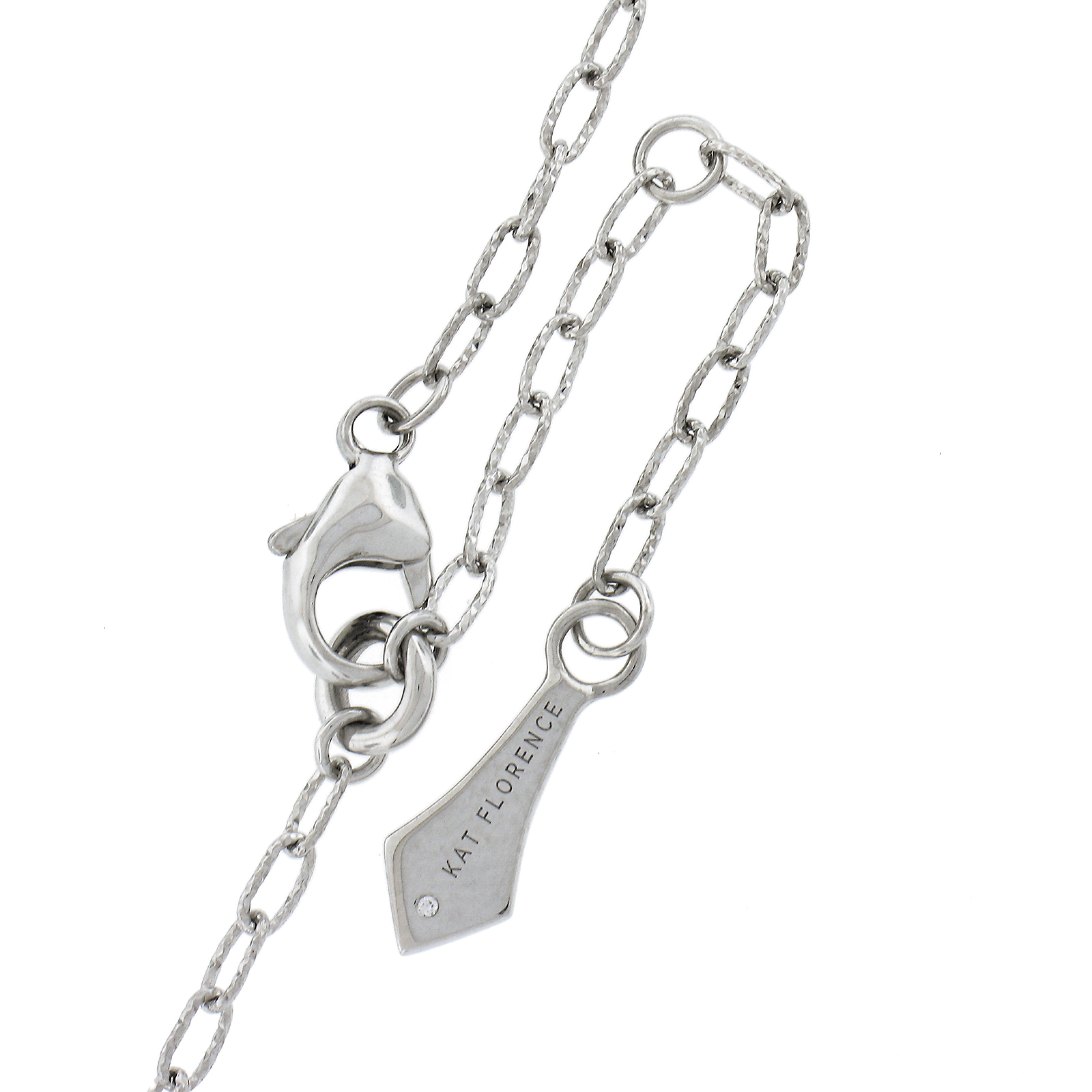 Kat Florence 18k White Gold 0.83ctw Diamond Heart Pendant on Adjustable Necklace For Sale 3
