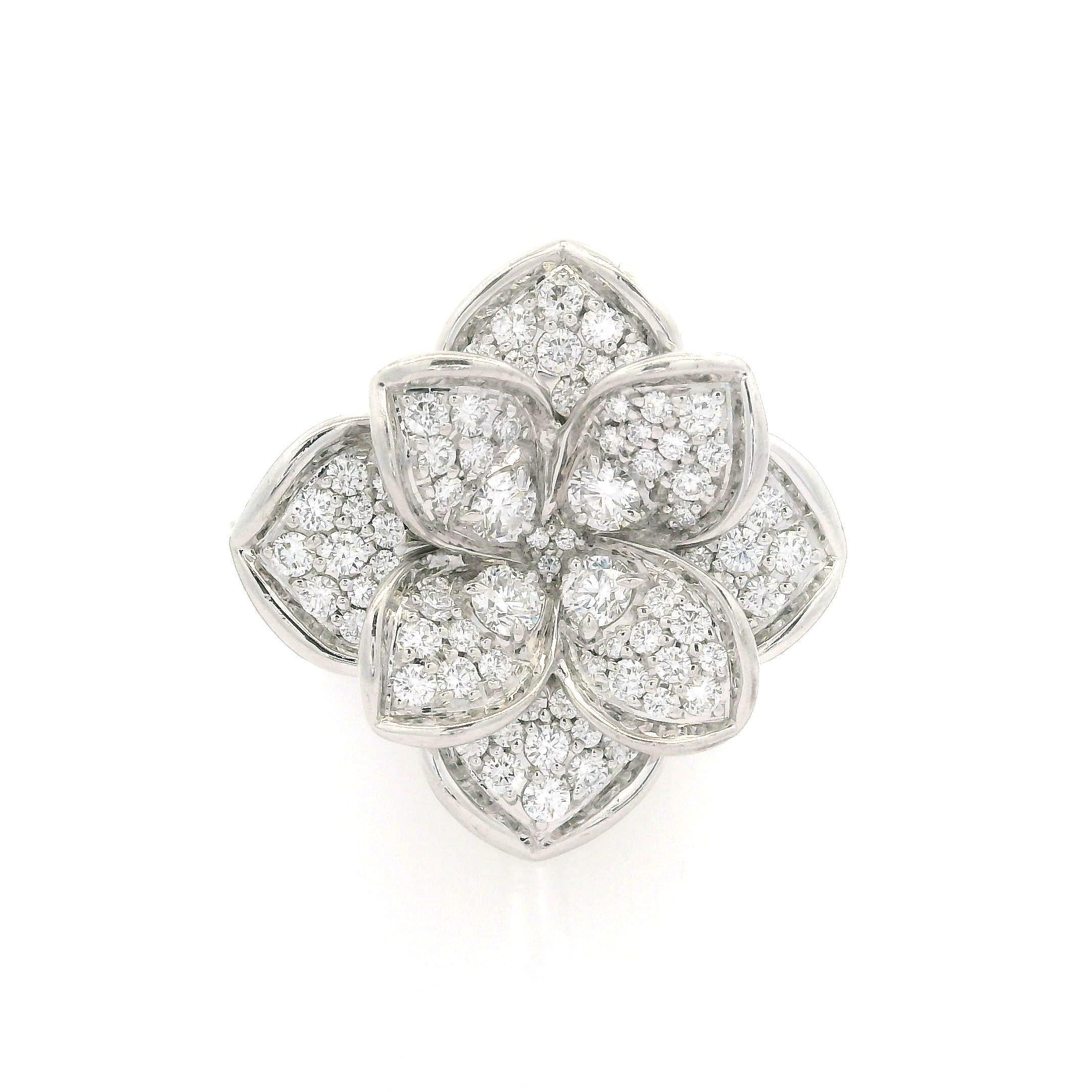 Kat Florence 18k White Gold 1.33ctw D FL Diamond Flower Cocktail Ring 5