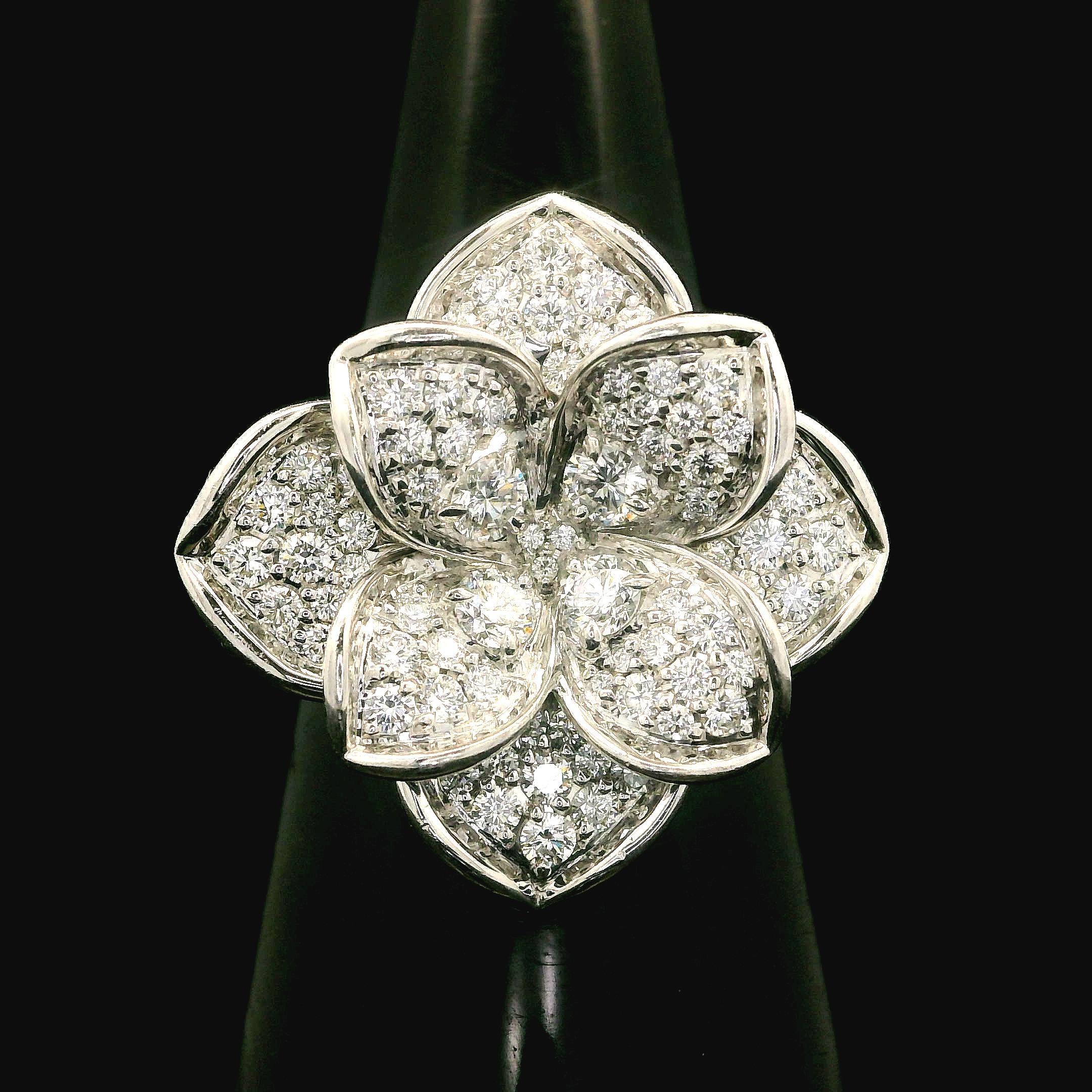 --Stones:--
123 Natural Genuine Diamonds -Round Brilliant Cut - Pave Set - D Color - Flawless Clarity - 1.33ctw exact. as per paper
Total Carat Weight: 1.33 exact

Material: 18k White Gold
Total Weight: 13.55 Grams
Ring Size: 9.0 (Fitted on a