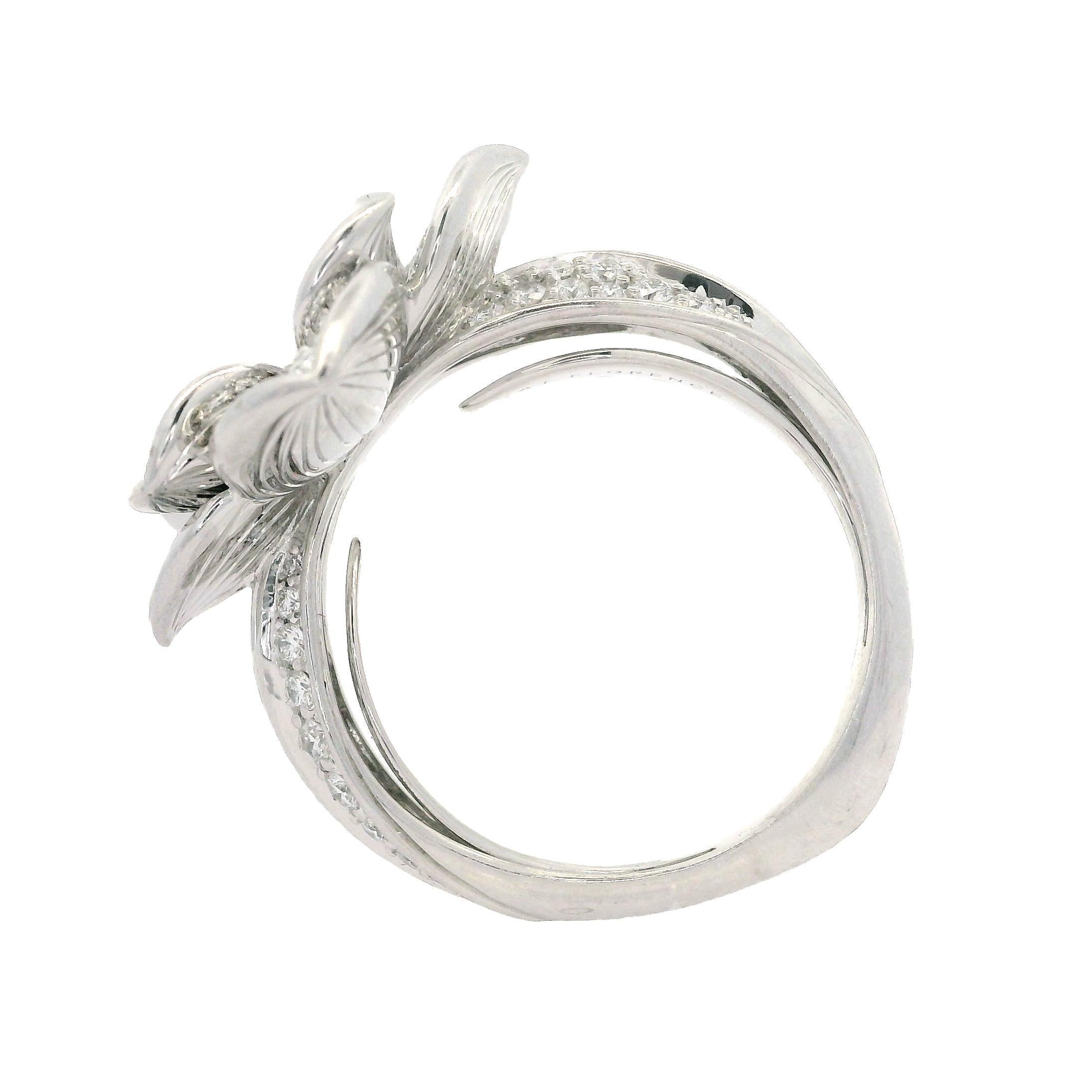 Kat Florence 18k White Gold 1.33ctw D FL Diamond Flower Cocktail Ring 4