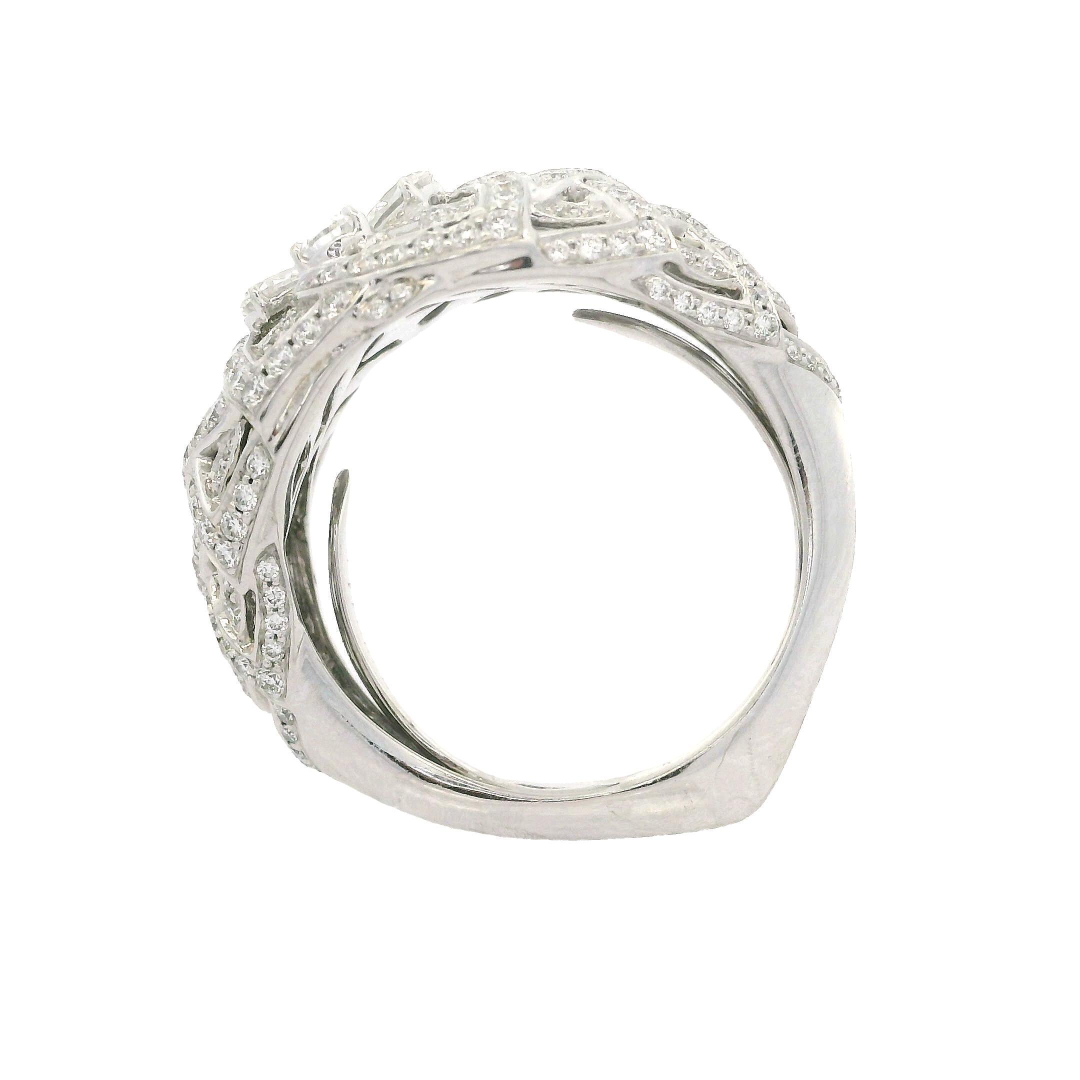Kat Florence 18k White Gold 1.64ctw D FL Diamond Flower Wide Open Work Ring 5