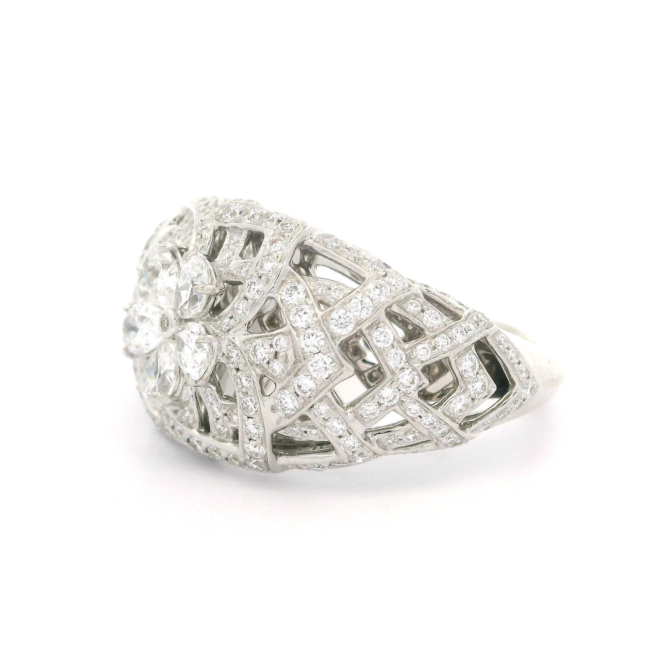 Kat Florence 18k White Gold 1.64ctw D FL Diamond Flower Wide Open Work Ring 8