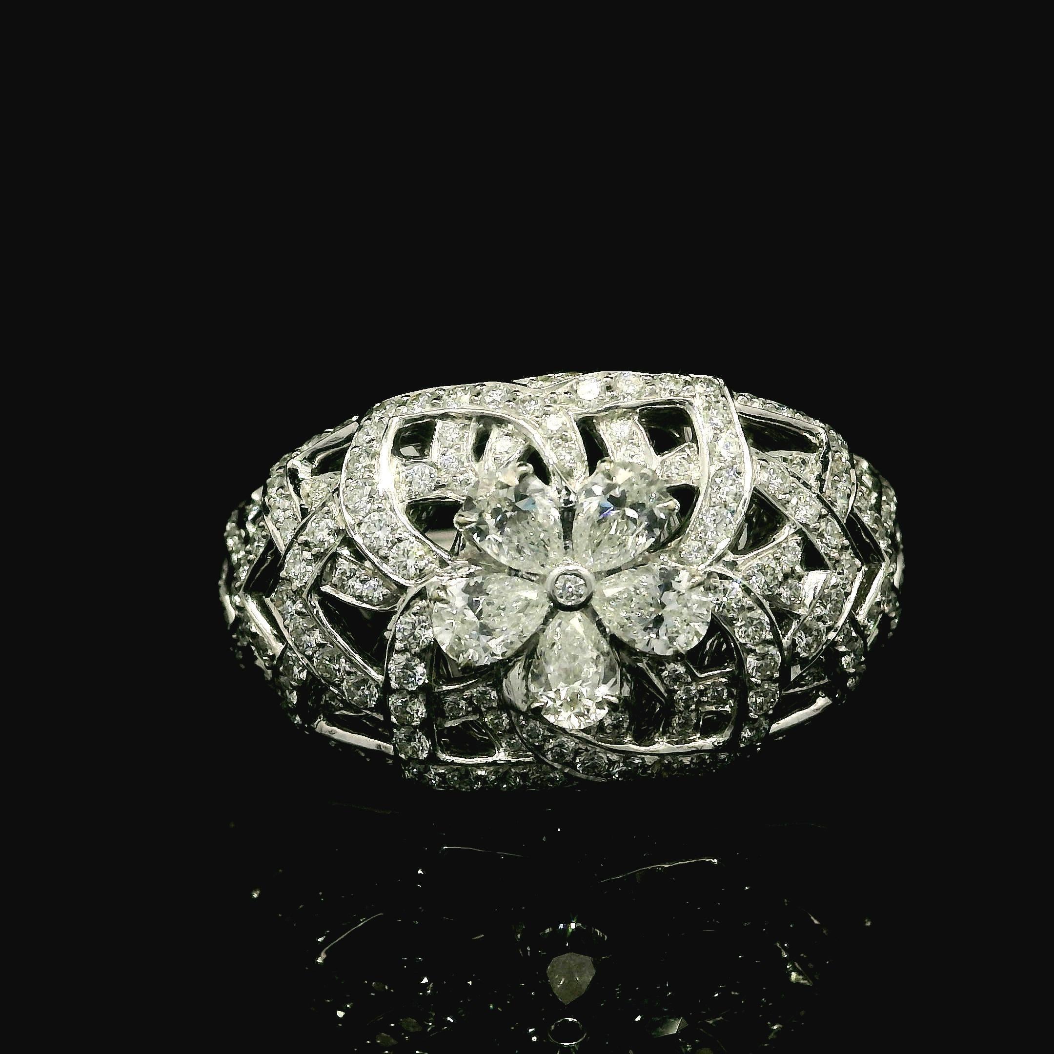 Kat Florence 18k White Gold 1.64ctw D FL Diamond Flower Wide Open Work Ring 1