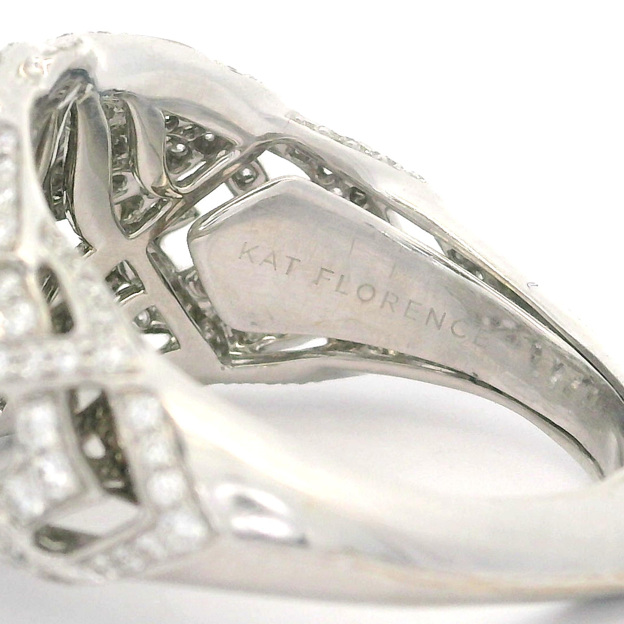 Kat Florence 18k White Gold 1.64ctw D FL Diamond Flower Wide Open Work Ring 4