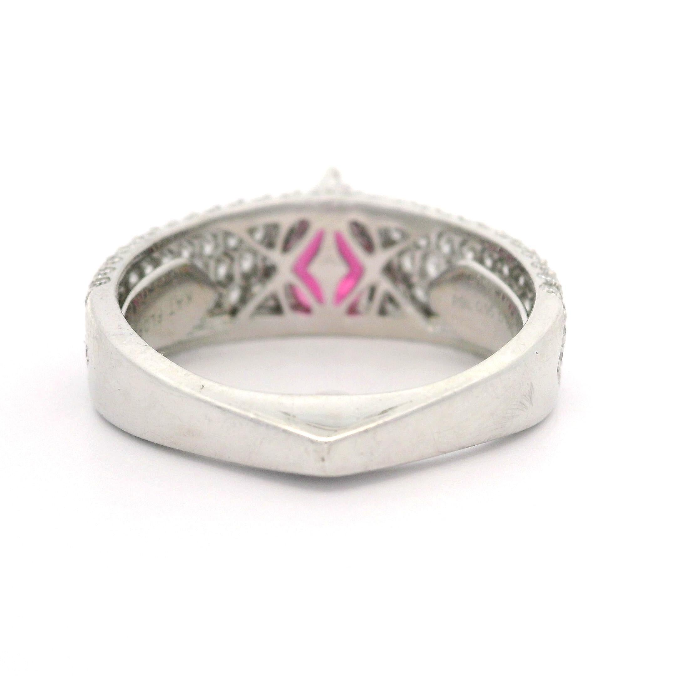 Kat Florence 18k White Gold 2.18ctw Pear Rubellite Tourmaline Pave Diamond Ring 1