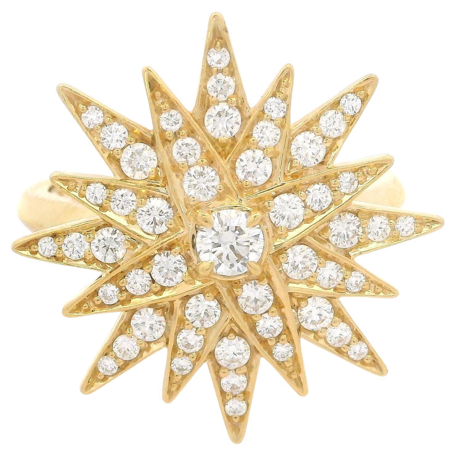 Kat Florence 18k Gelbgold 0,81ctw D FL Diamant-Ring mit Sternschliff-Pavé-Ring