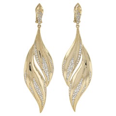 Kat Florence 18k Yellow Gold 1.20ctw Flawless Diamonds Drop Dangle Earrings