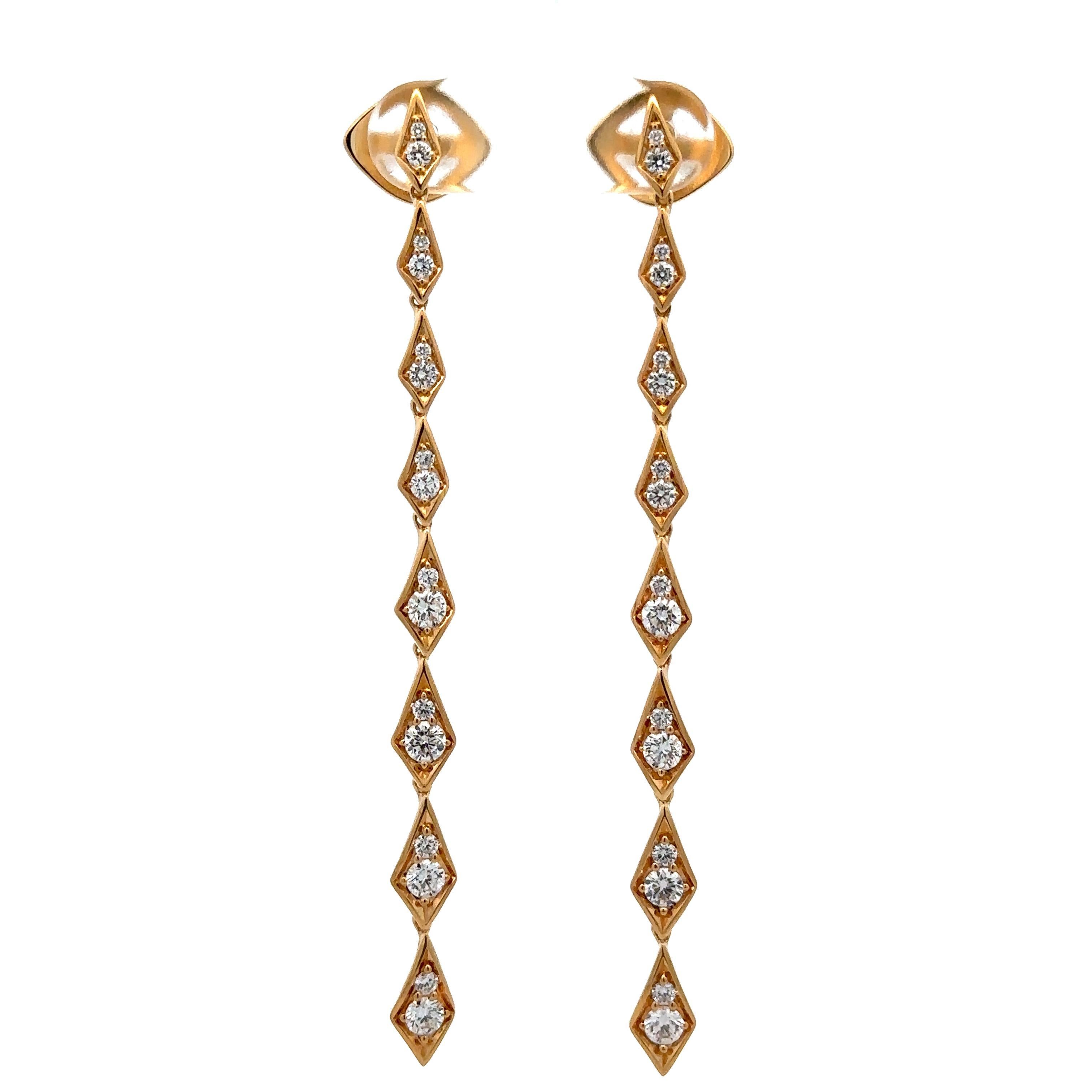 Kat Florence 18k Yellow Gold 1.24ctw D FL Diamond Long Dangle Drop Earrings For Sale 5