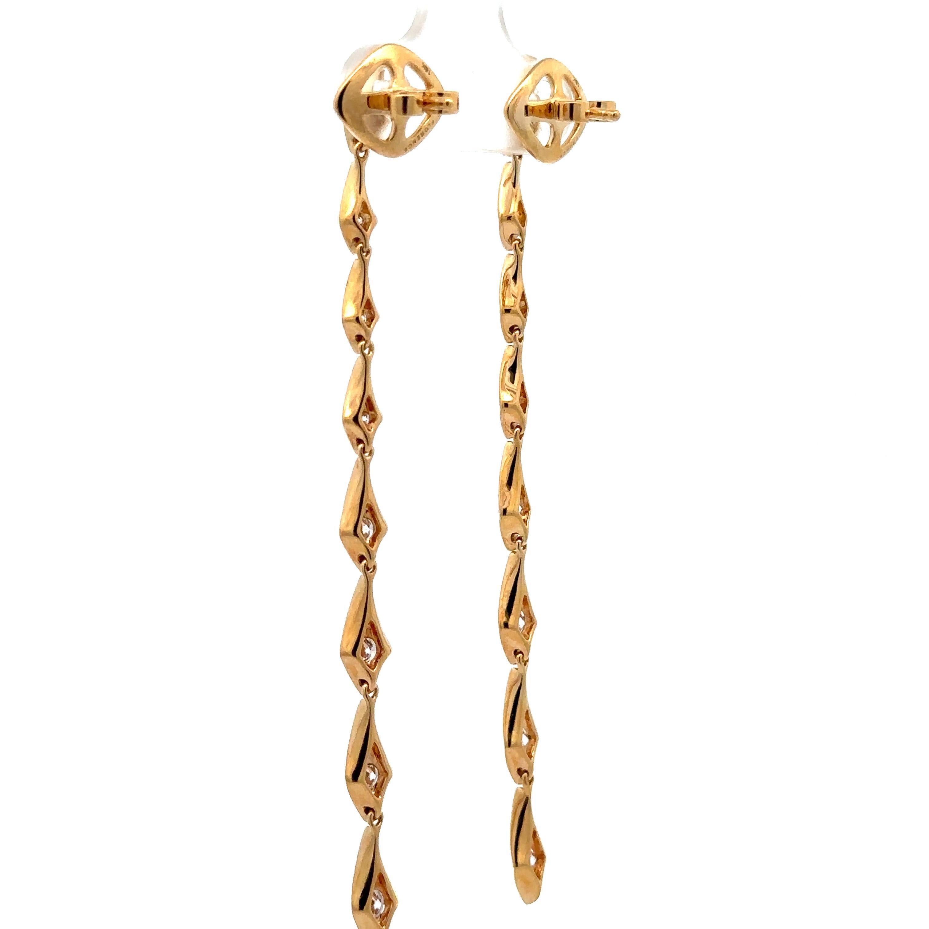 Kat Florence 18k Yellow Gold 1.24ctw D FL Diamond Long Dangle Drop Earrings For Sale 6
