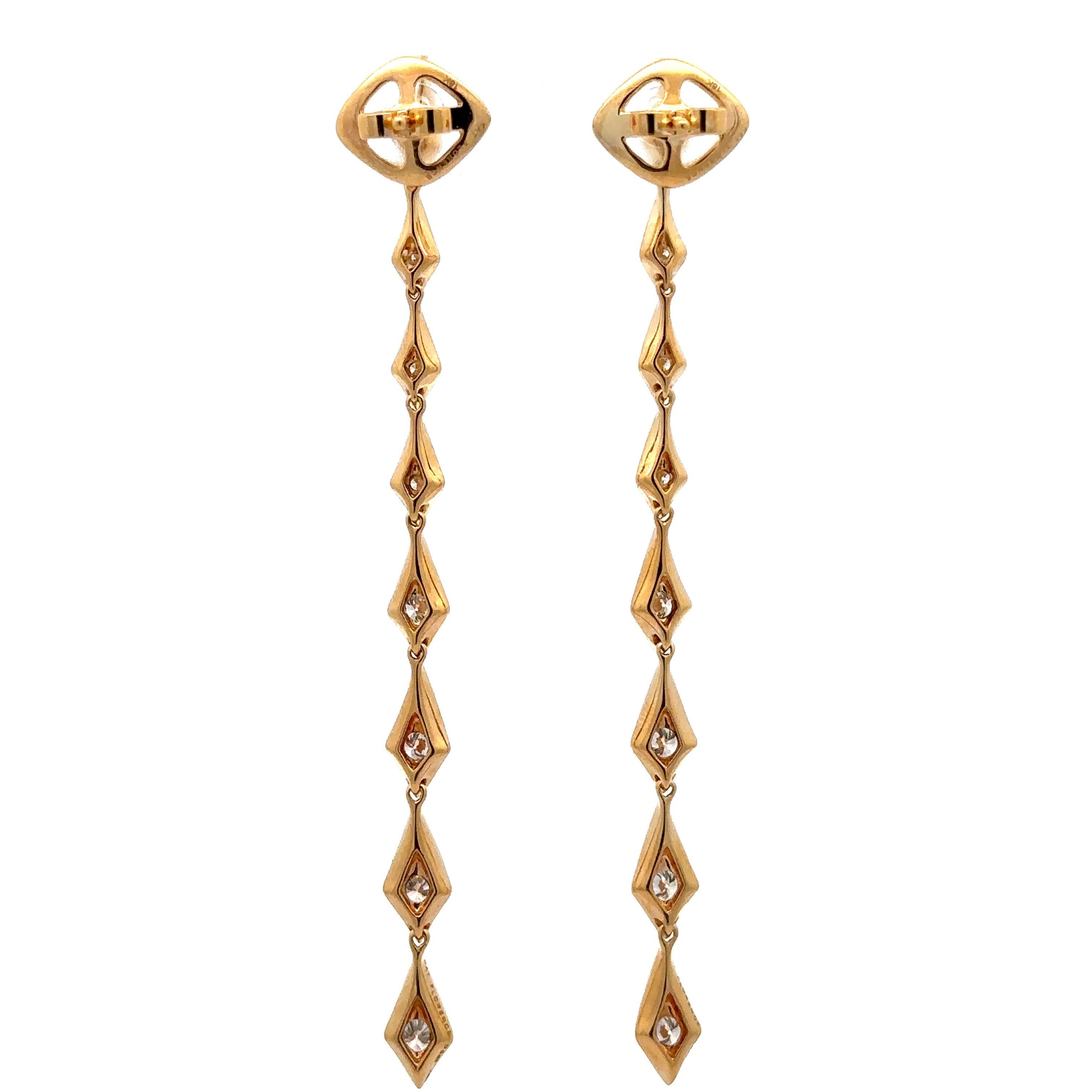 Kat Florence 18k Yellow Gold 1.24ctw D FL Diamond Long Dangle Drop Earrings For Sale 7