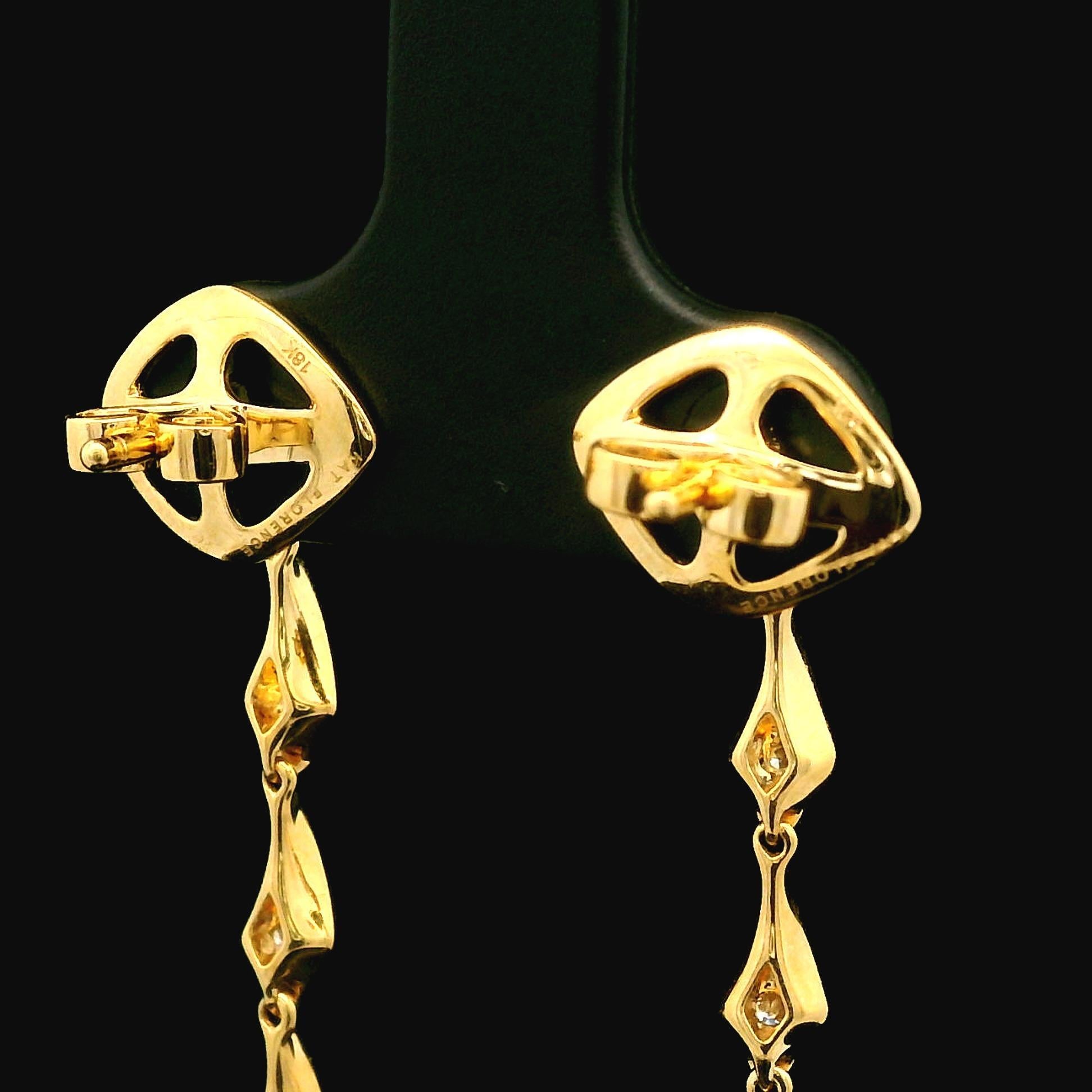 –Stones–
32 Natural Genuine Diamonds- Round Brilliant Cut - Pave Set - D Color - Flawless - 1.24ctw exact

Material: Solid 18k Yellow Gold
Weight: 7.22 Grams
Backing: Posts w/ Butterfly Closures (Pierced ears are required.)
Overall Width: 4.9mm