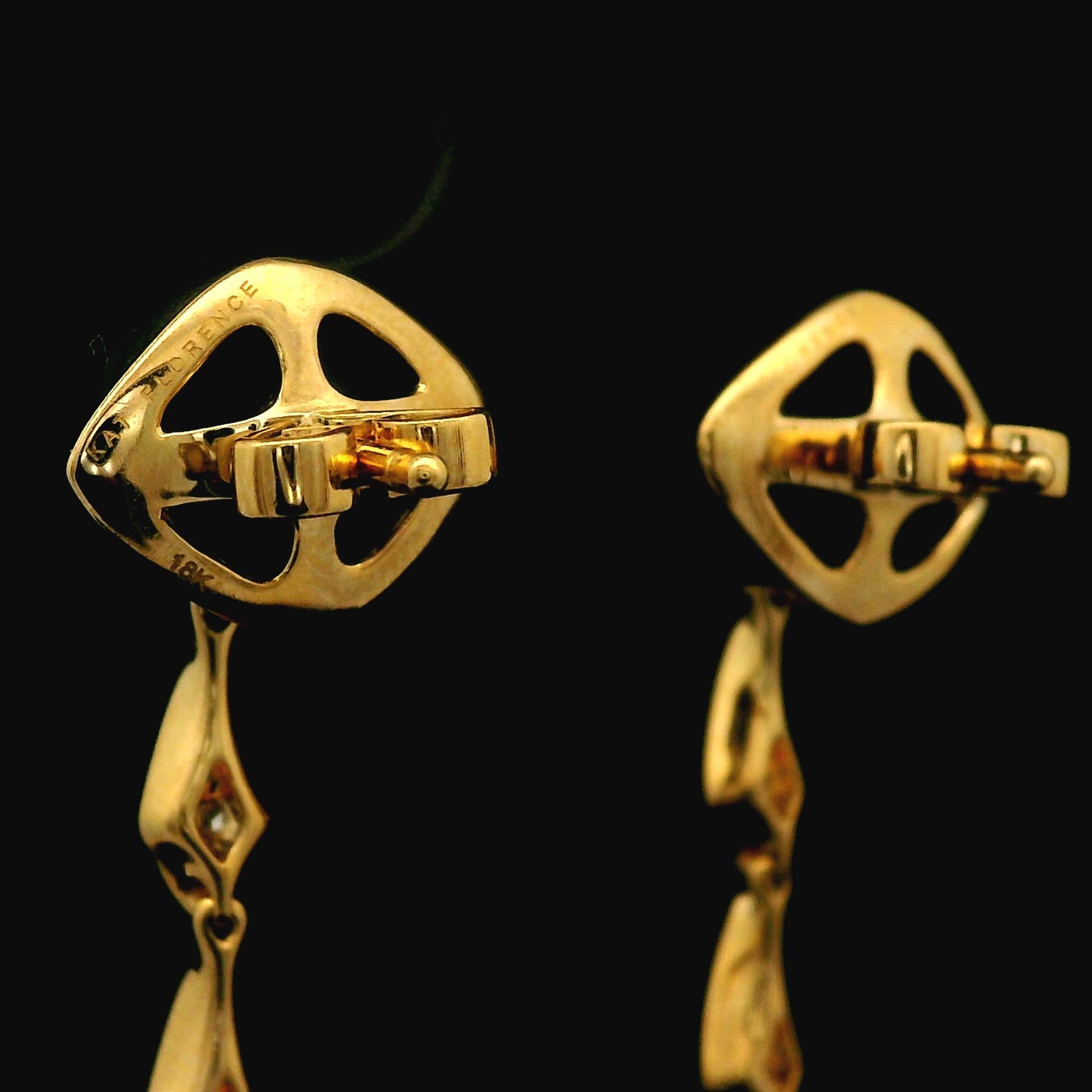 Brilliant Cut Kat Florence 18k Yellow Gold 1.24ctw D FL Diamond Long Dangle Drop Earrings For Sale