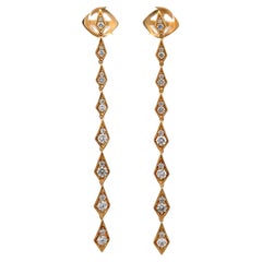 Kat Florence 18k Yellow Gold 1.24ctw D FL Diamond Long Dangle Drop Earrings