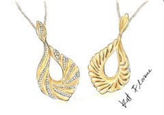 Kat Florence 18k Yellow Gold 1.36ctw D FL Diamond Wreath Pendant Necklace