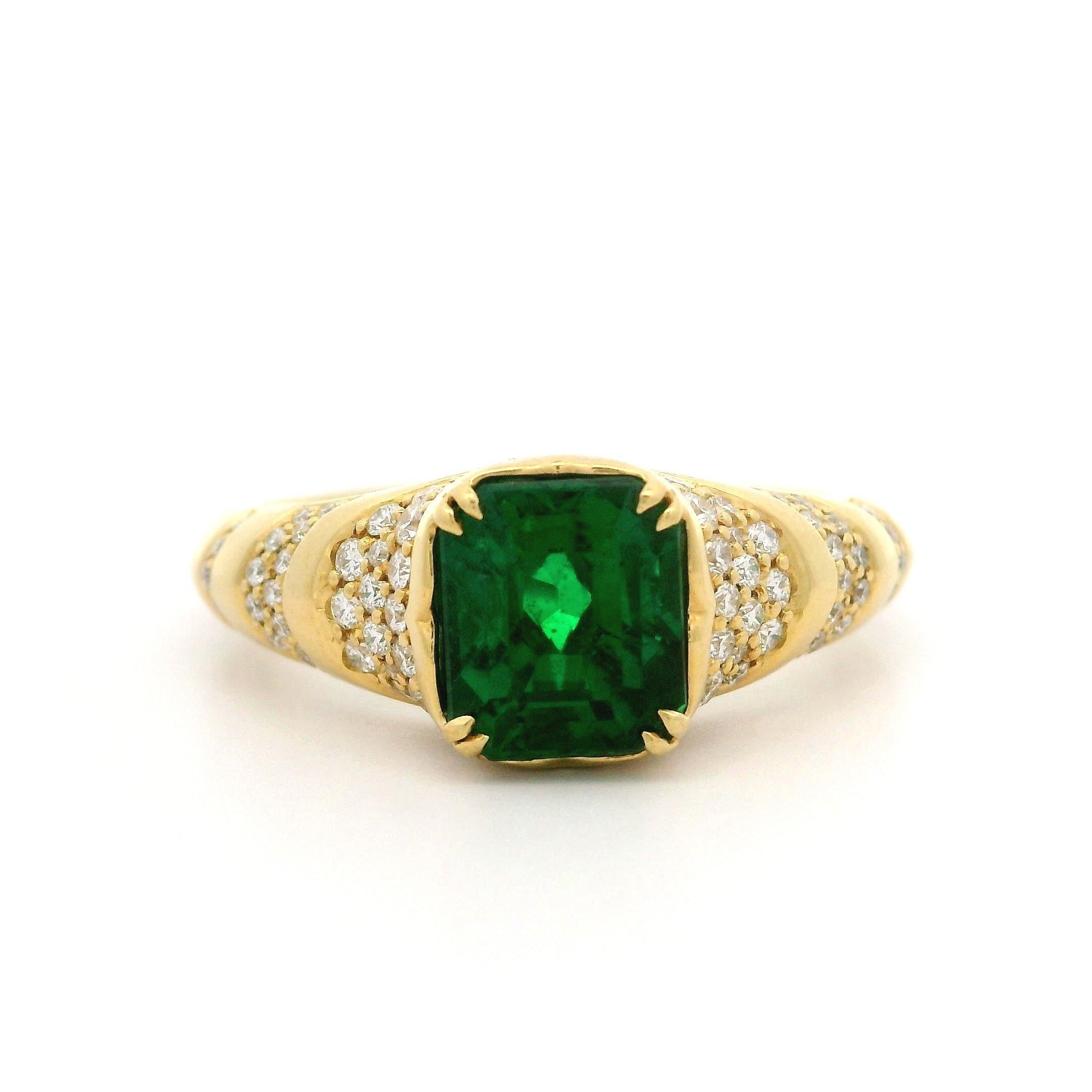 Kat Florence 18k Yellow Gold 2.52ctw Emerald & D Flawless Diamond Ring w/ Box For Sale 5