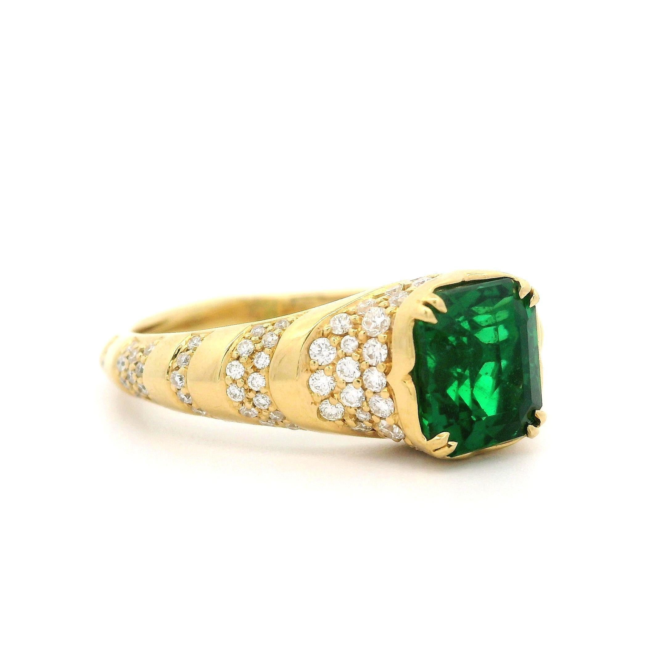 Kat Florence 18k Yellow Gold 2.52ctw Emerald & D Flawless Diamond Ring w/ Box For Sale 6