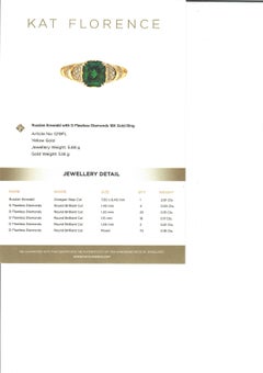 Kat Florence 18k Yellow Gold 2.52ctw Emerald & D Flawless Diamond Ring w/ Box