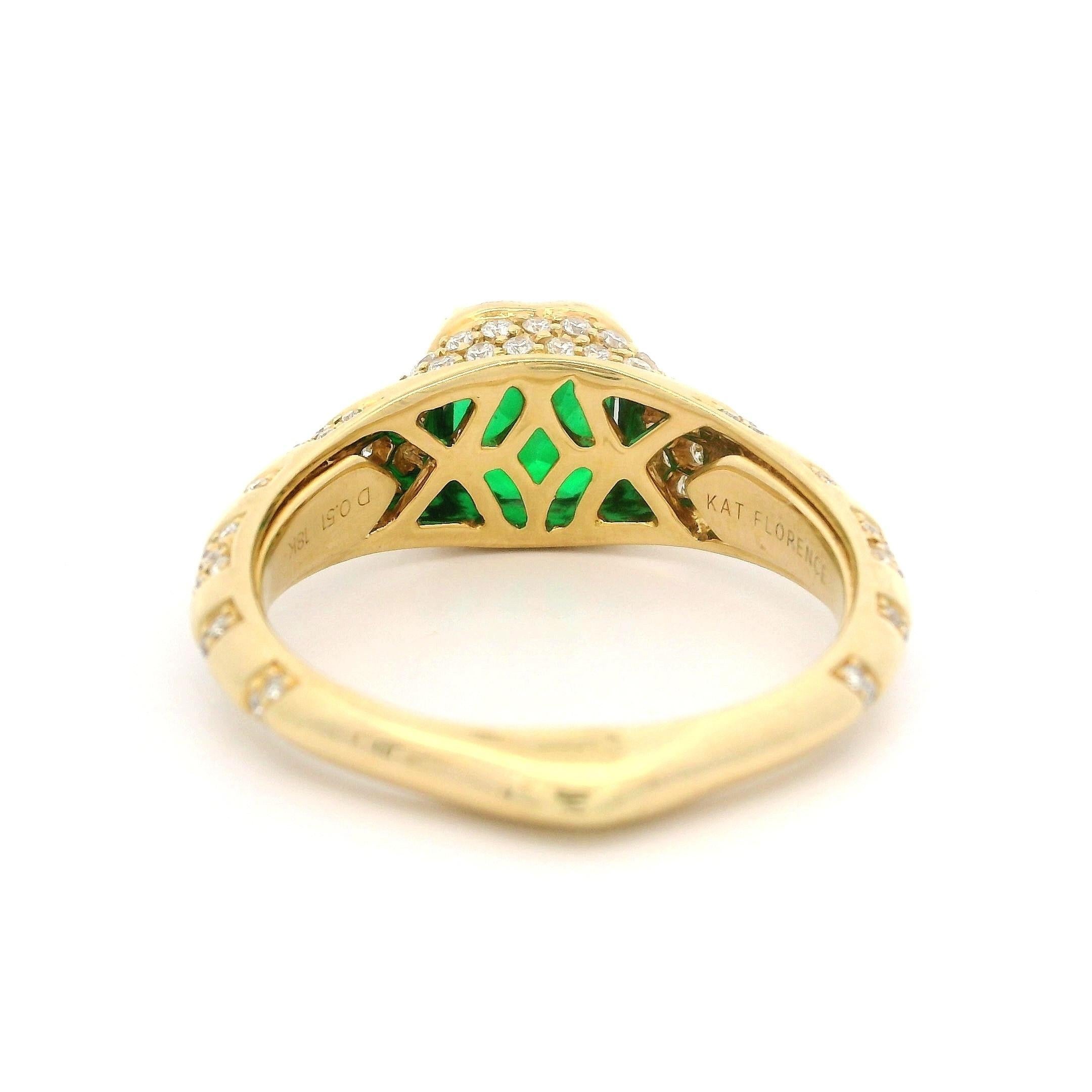 Kat Florence 18k Yellow Gold 2.52ctw Emerald & D Flawless Diamond Ring w/ Box In Excellent Condition For Sale In Montclair, NJ