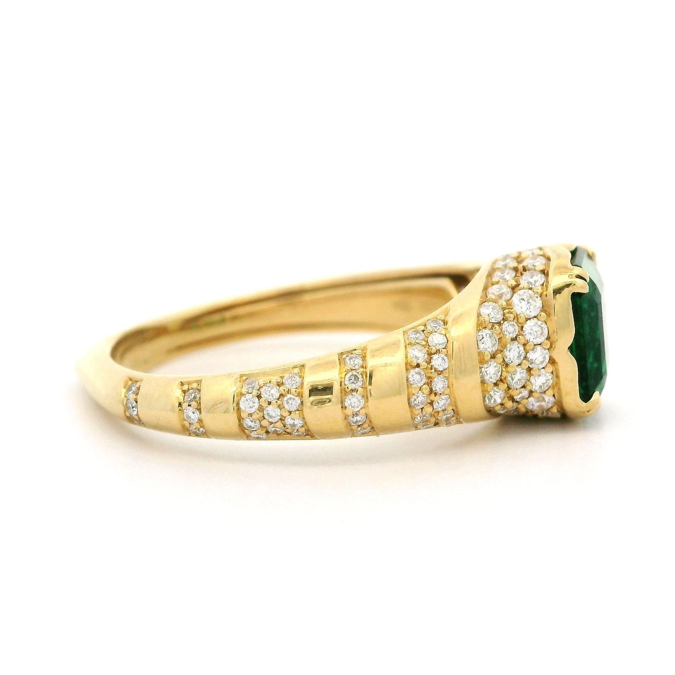 Kat Florence 18k Yellow Gold 2.52ctw Emerald & D Flawless Diamond Ring w/ Box For Sale 3