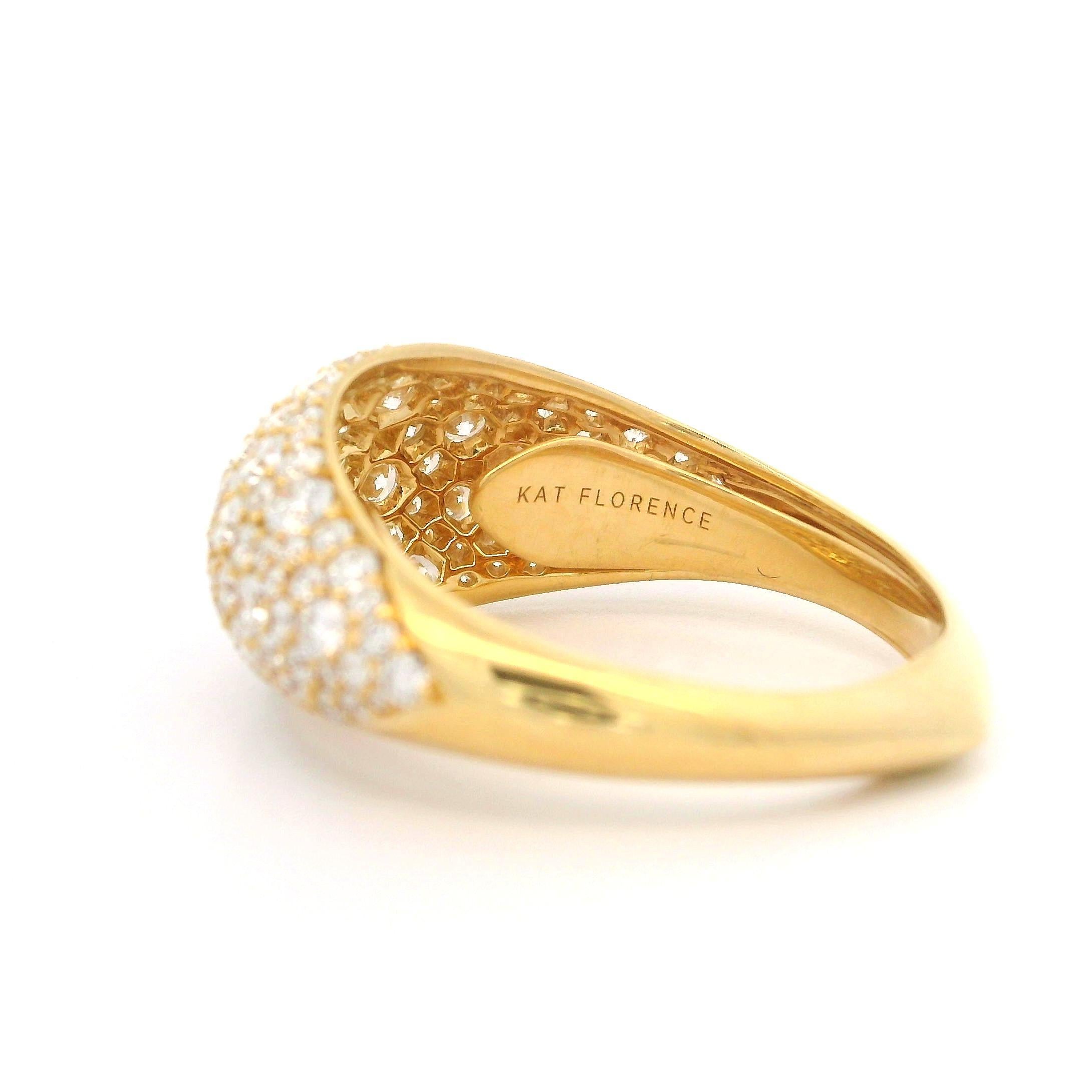Kat Florence 18k Gelbgold 2ctw D/FL Runder gewölbter Diamantring mit gewölbtem Bandring 5
