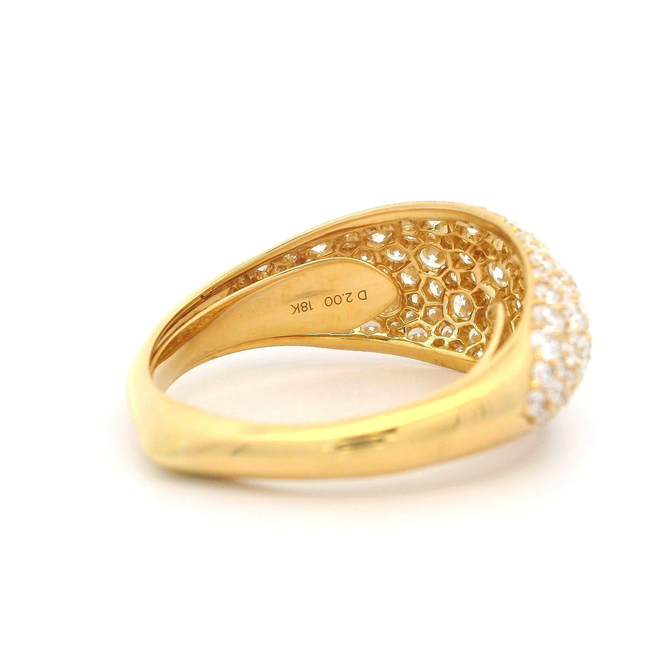 Kat Florence 18k Gelbgold 2ctw D/FL Runder gewölbter Diamantring mit gewölbtem Bandring 6
