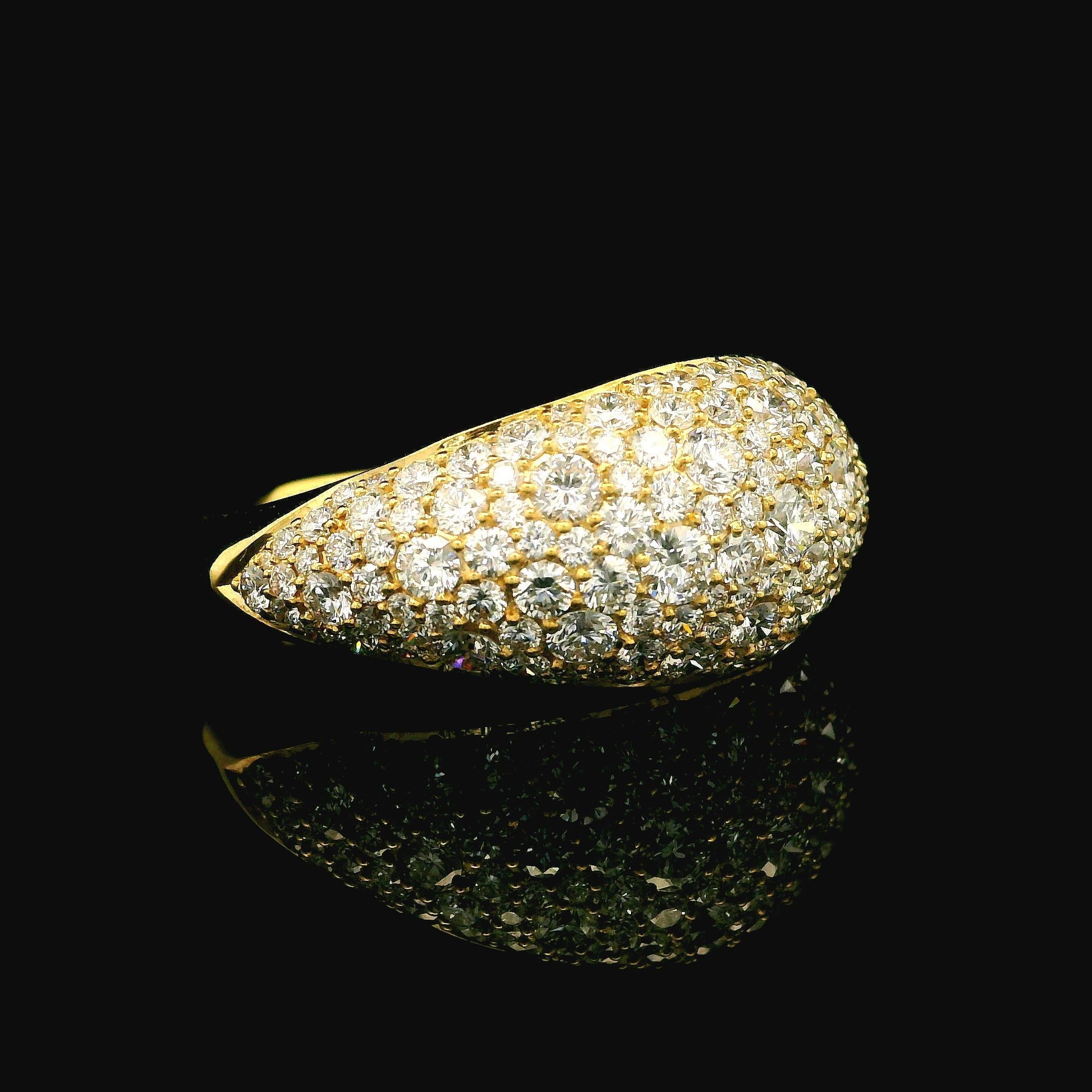 Kat Florence 18k Gelbgold 2ctw D/FL Runder gewölbter Diamantring mit gewölbtem Bandring (Brillantschliff)